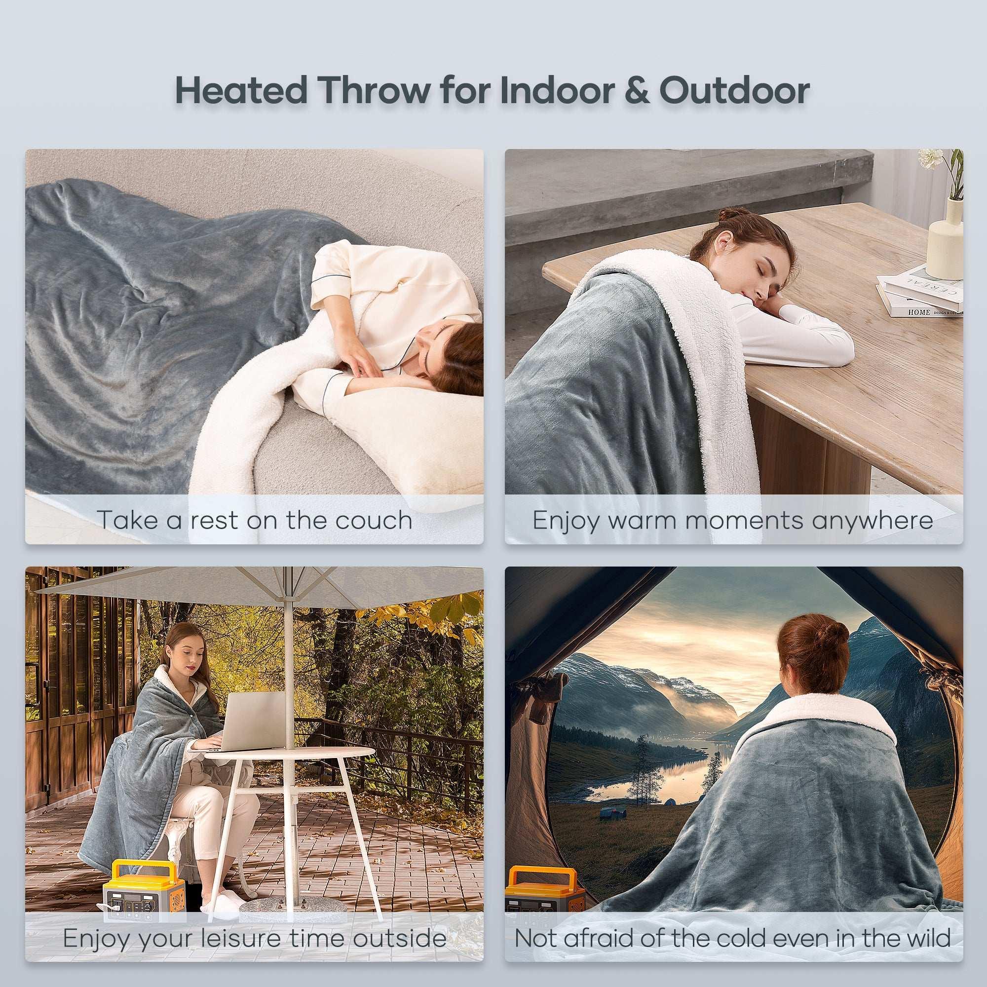 MaxKare 50" x 60" Electric Throw Blanket with 6 Heating Levels & 1-5H Auto-off, Machine Washable Flannel & Sherpa, Gray & White - Image 4