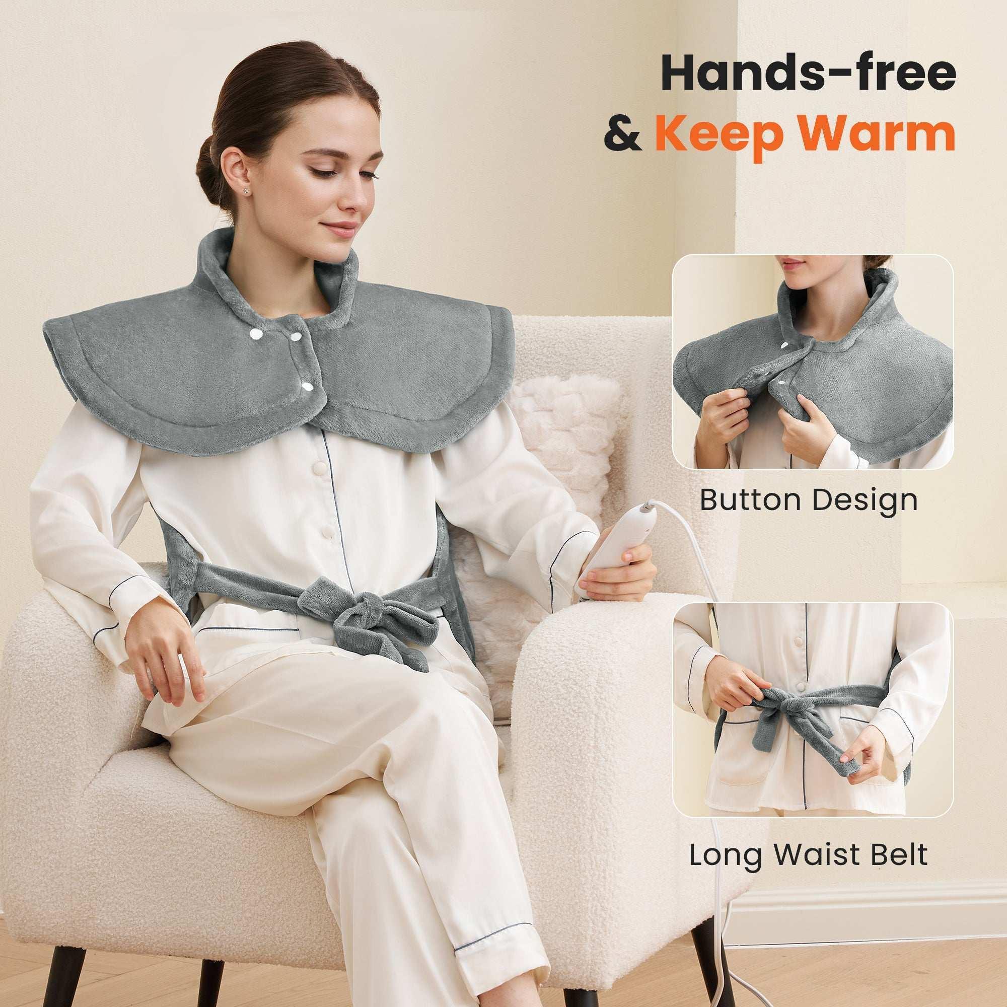 MaxKare Large Heating Pad with 4 Heat Settings & Auto Shut-off for Full Body Stress Relief, 24"x33"- Gray - Image 4