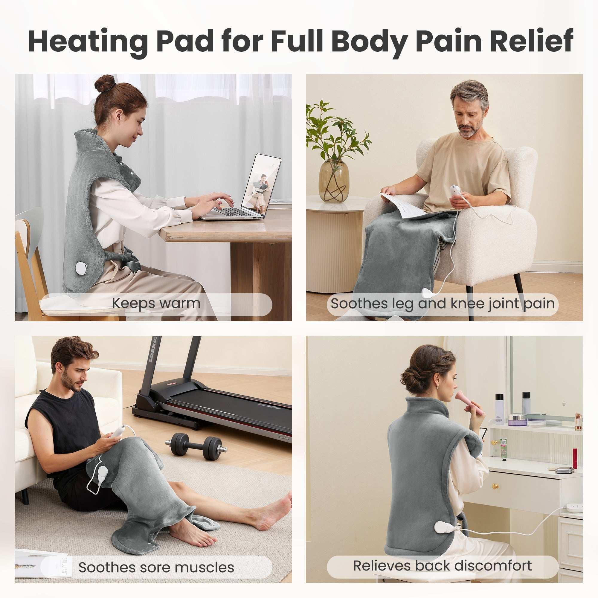 MaxKare Large Heating Pad with 4 Heat Settings & Auto Shut-off for Full Body Stress Relief, 24"x33"- Gray - Image 5