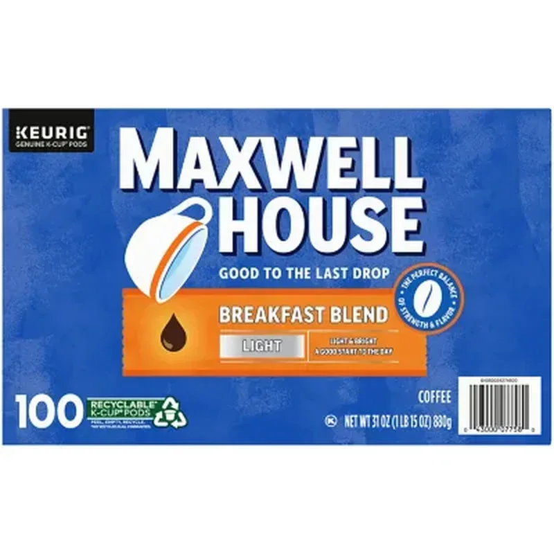 Maxwell House Breakfast Blend Light Roast K Cup Coffee Pods (100 Pk.) - Image 11