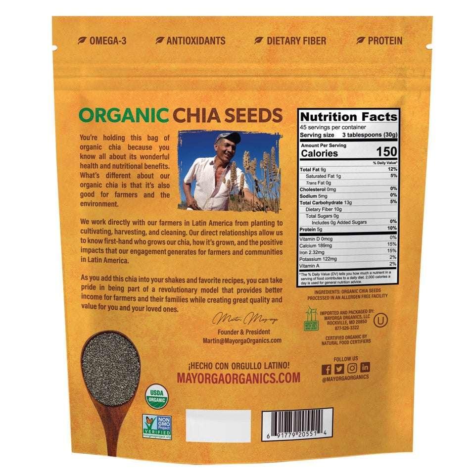 Mayorga Organic Chia Seeds, USDA Organic, NON-Gmo verified, 3lb, 2-pack - Image 3