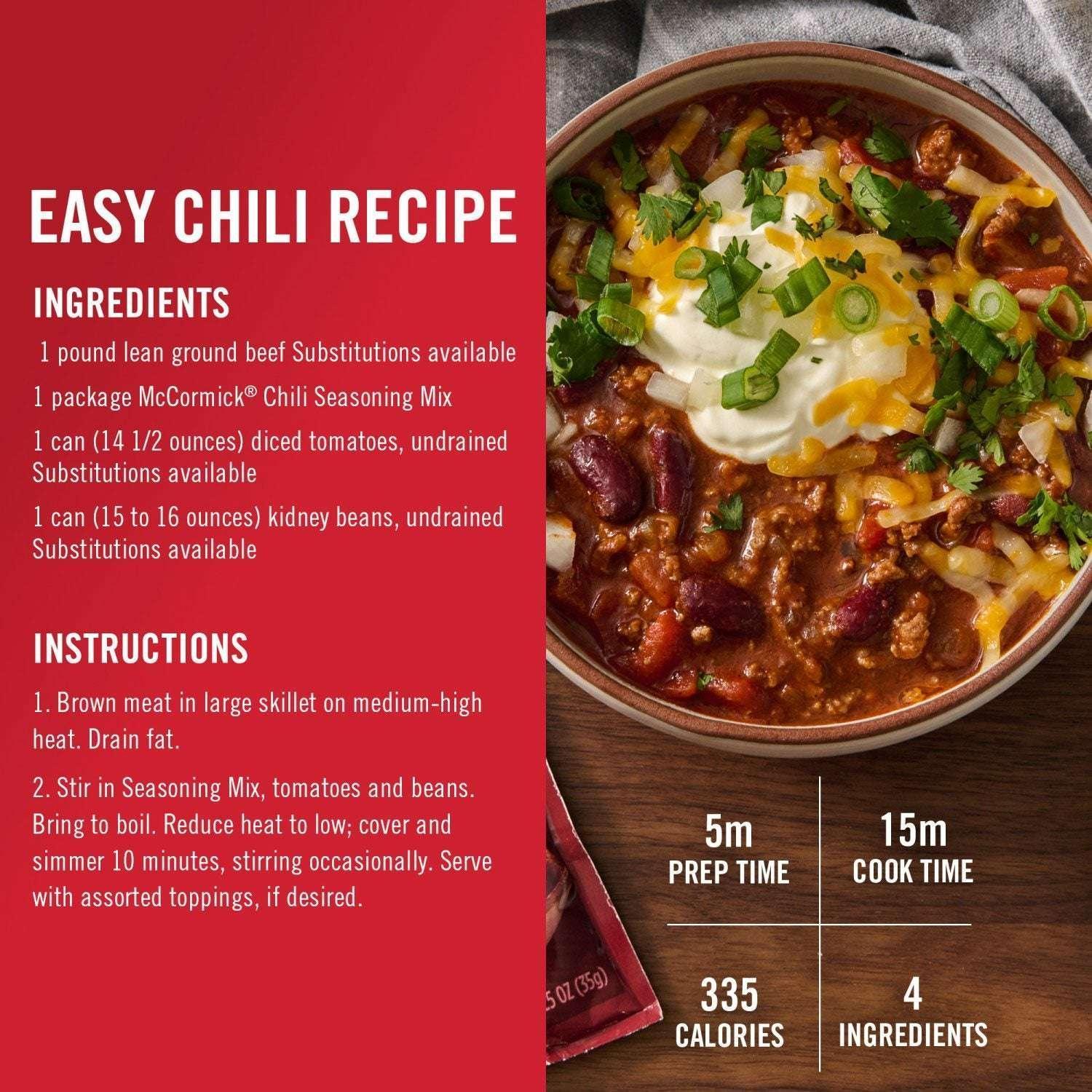 McCormick Chili Original Seasoning Mix 1.25 oz., 6 pk. - Image 5