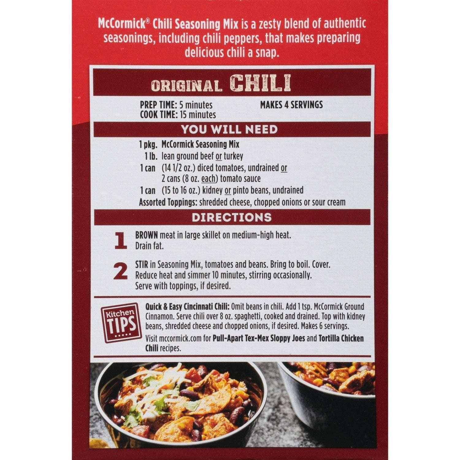 McCormick Chili Original Seasoning Mix 1.25 oz., 6 pk. - Image 6