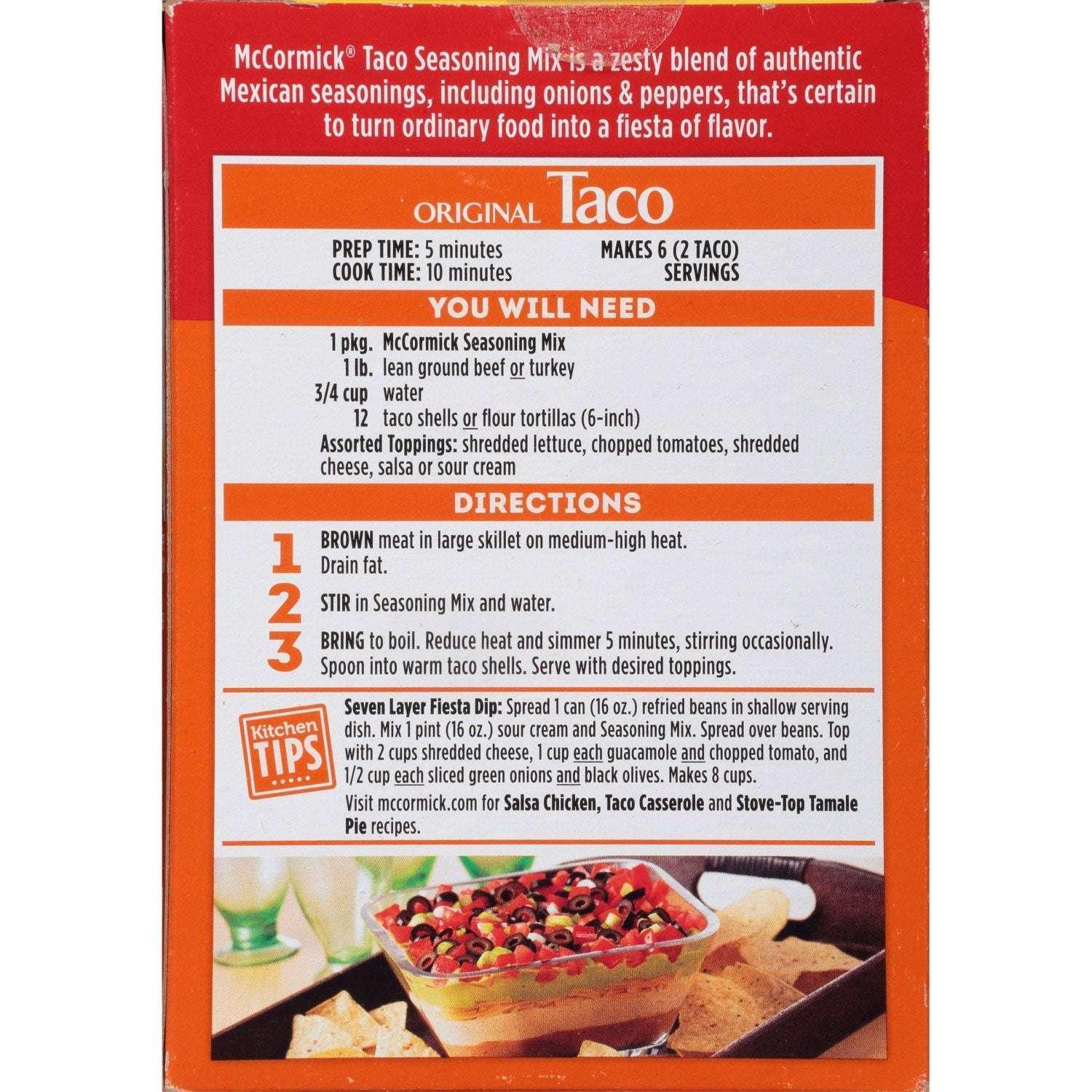 McCormick Original Taco Seasoning Mix, 1 oz., 12 pk. - Image 6