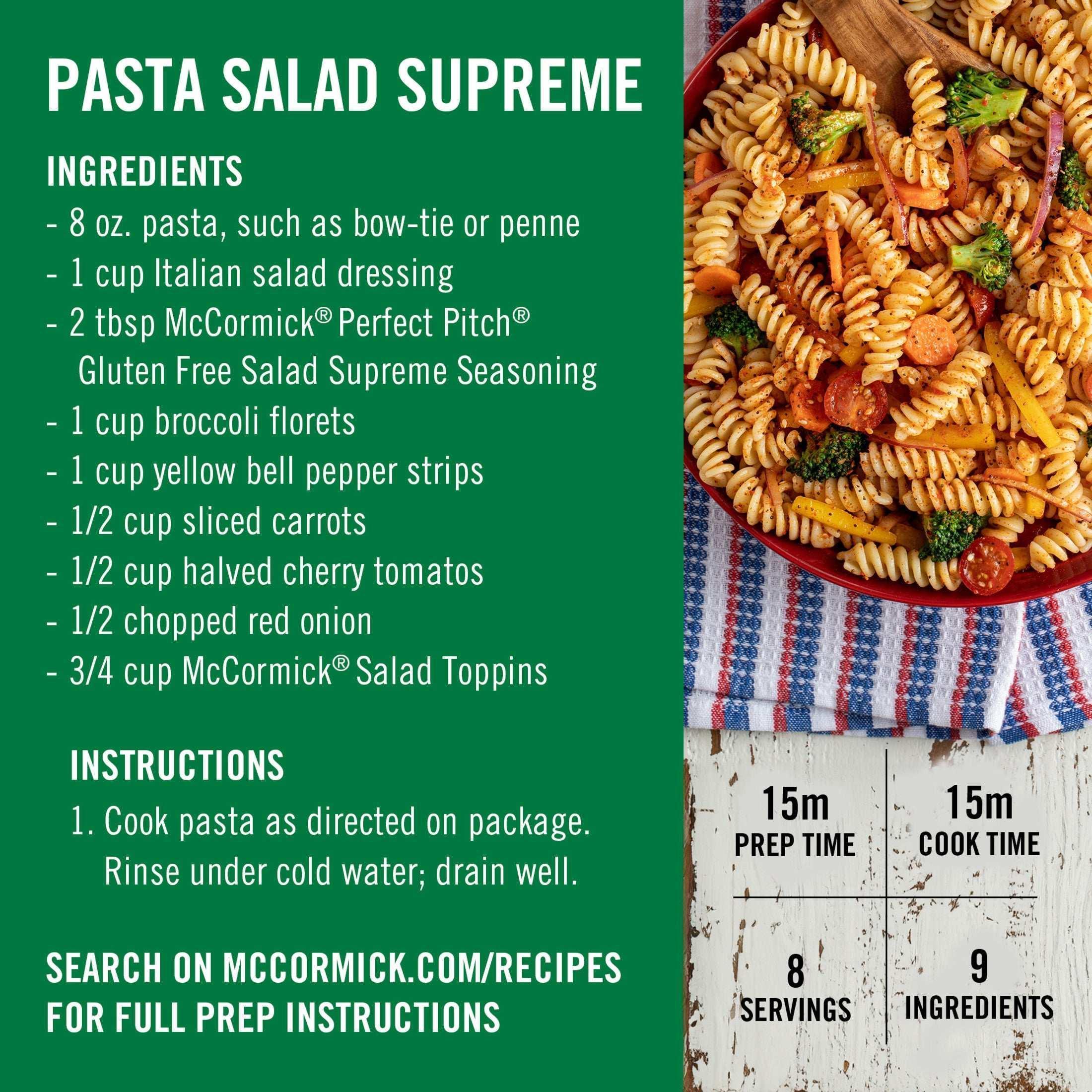 McCormick PERFECT PINCH Gluten Free Gluten Free Salad Supreme Seasoning, 4.34 oz Bottle - Image 5