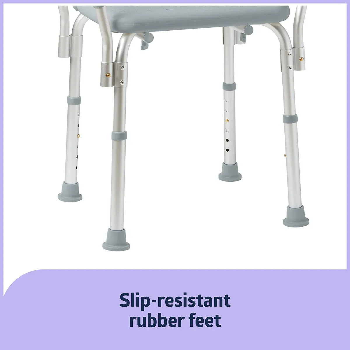Medline Bath Chair and Shower Chair with Back and Armrests for Elderly, 13.5-In Seat, 350 lb Weight Capacity, Gray - Image 3