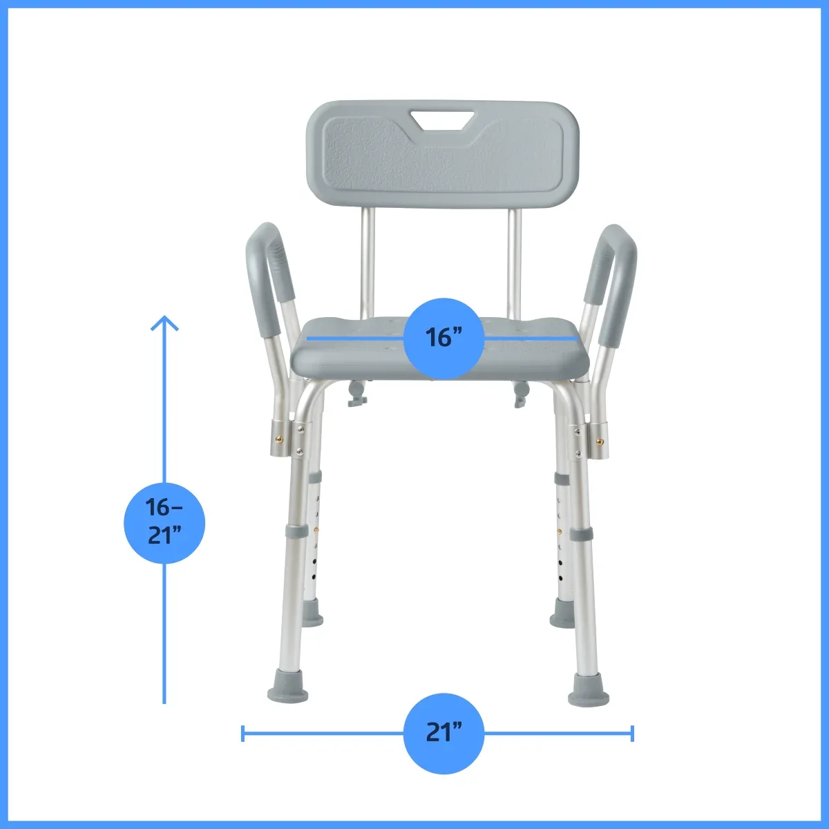 Medline Bath Chair and Shower Chair with Back and Armrests for Elderly, 13.5-In Seat, 350 lb Weight Capacity, Gray - Image 6