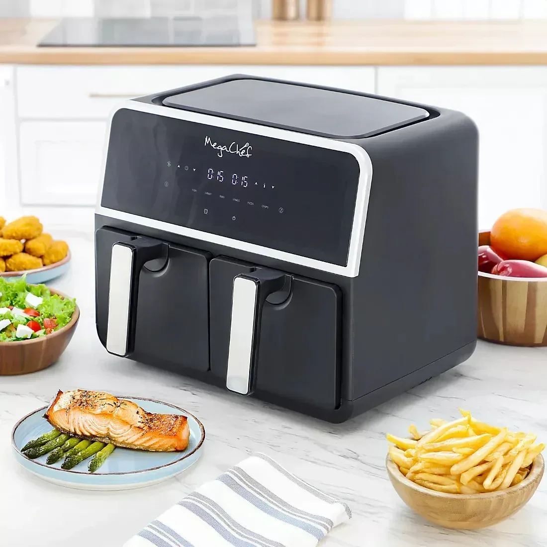 MegaChef Dual 4.5 + 4.5-Qt. Digital Electric Air Fryer - Image 3
