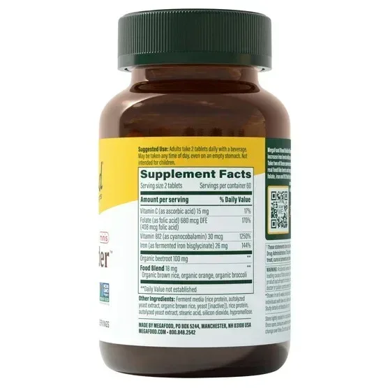 MegaFood Blood Builder Iron Minis Dietary Supplement Tablets, 120 Count - Image 2