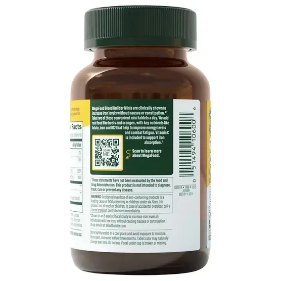 MegaFood Blood Builder Iron Minis Dietary Supplement Tablets, 120 Count - Image 3