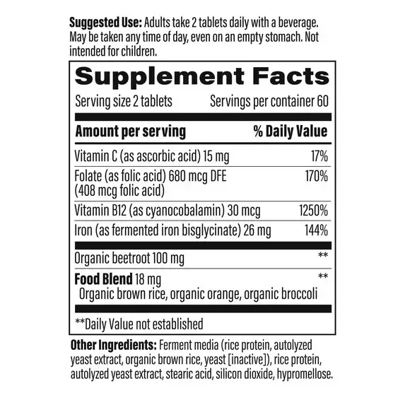 MegaFood Blood Builder Iron Minis Dietary Supplement Tablets, 120 Count - Image 4