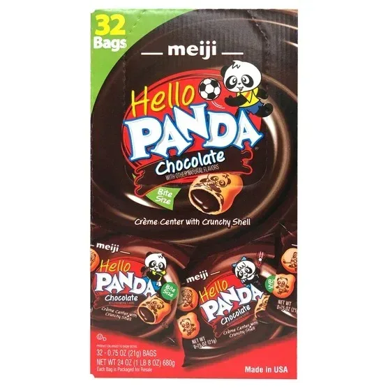 Meiji Hello Panda Chocolate Creme Filled Cookies, 0.75 oz, 32-count - Image 2
