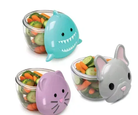 Melii Animal Snack Containers - Bulldog, Shark & Cat Designs, 3 ct. - Image 2