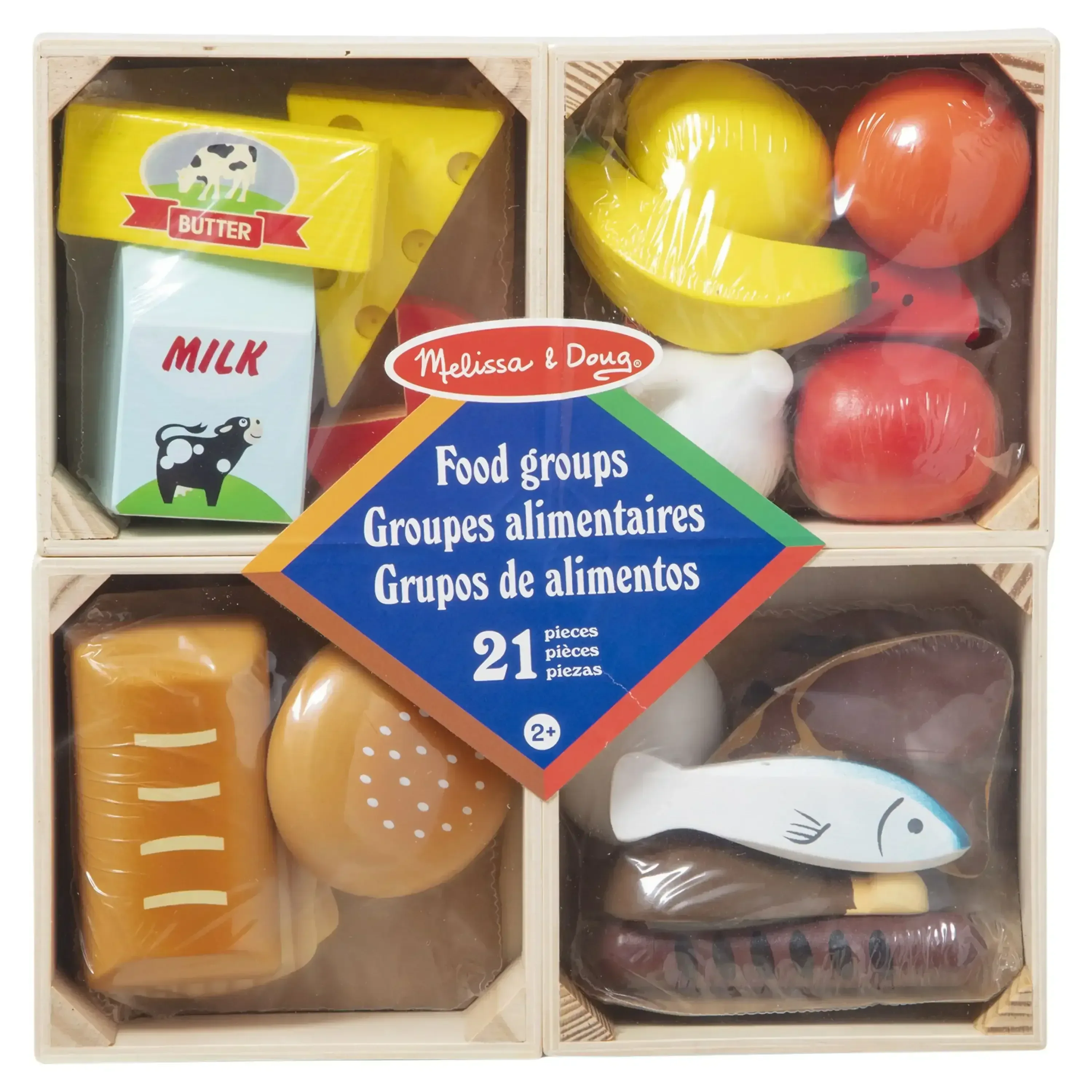 Melissa & Doug Food Groups - 21 Wooden Pieces and 4 Crates, Multi - Image 3