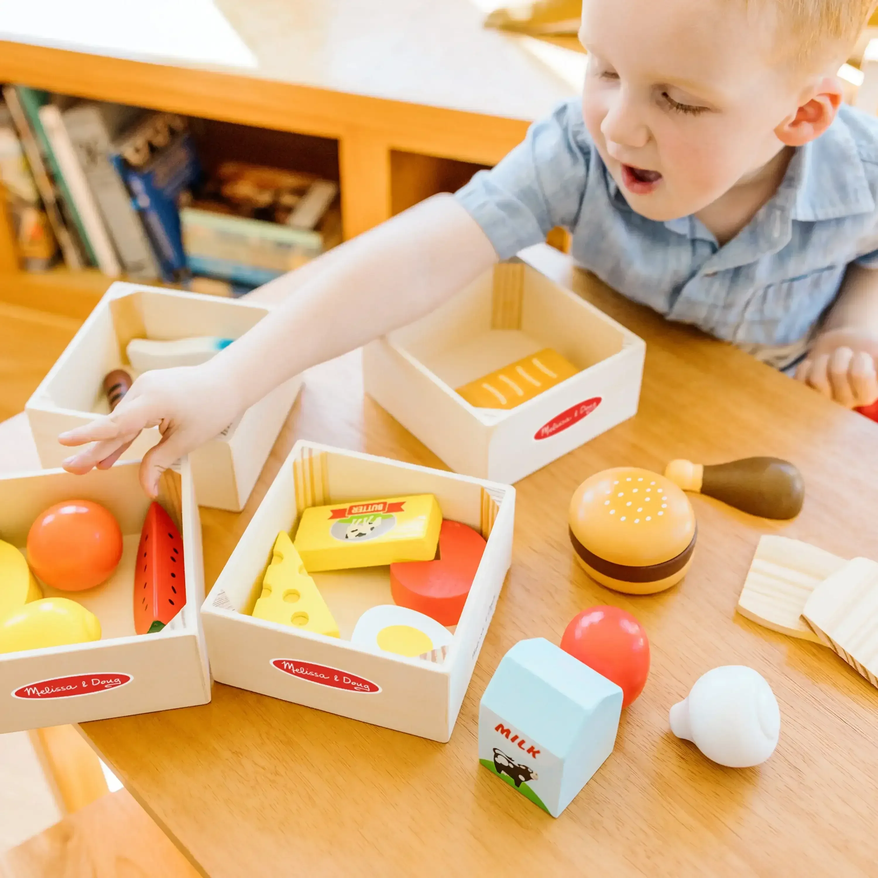 Melissa & Doug Food Groups - 21 Wooden Pieces and 4 Crates, Multi - Image 5