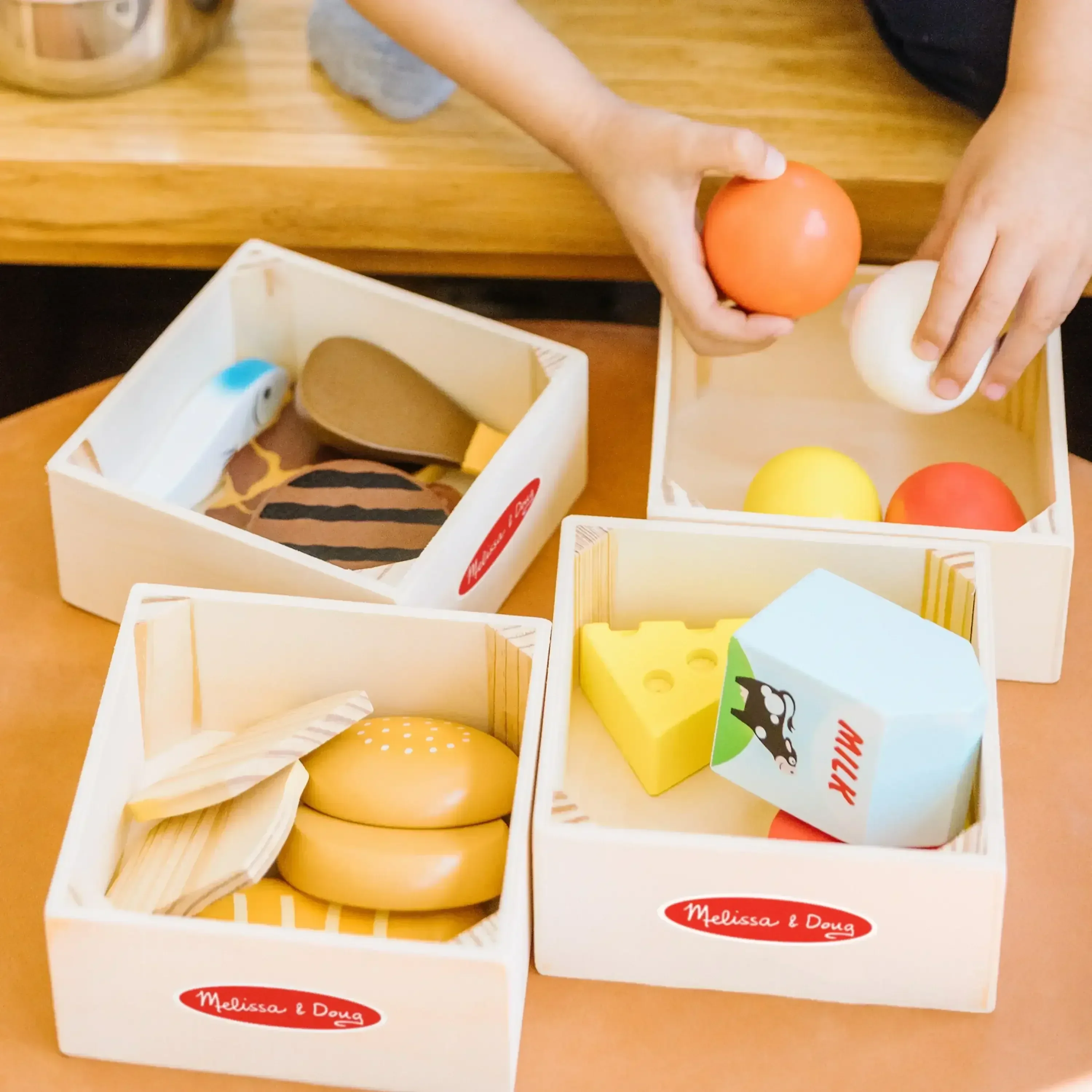 Melissa & Doug Food Groups - 21 Wooden Pieces and 4 Crates, Multi - Image 6
