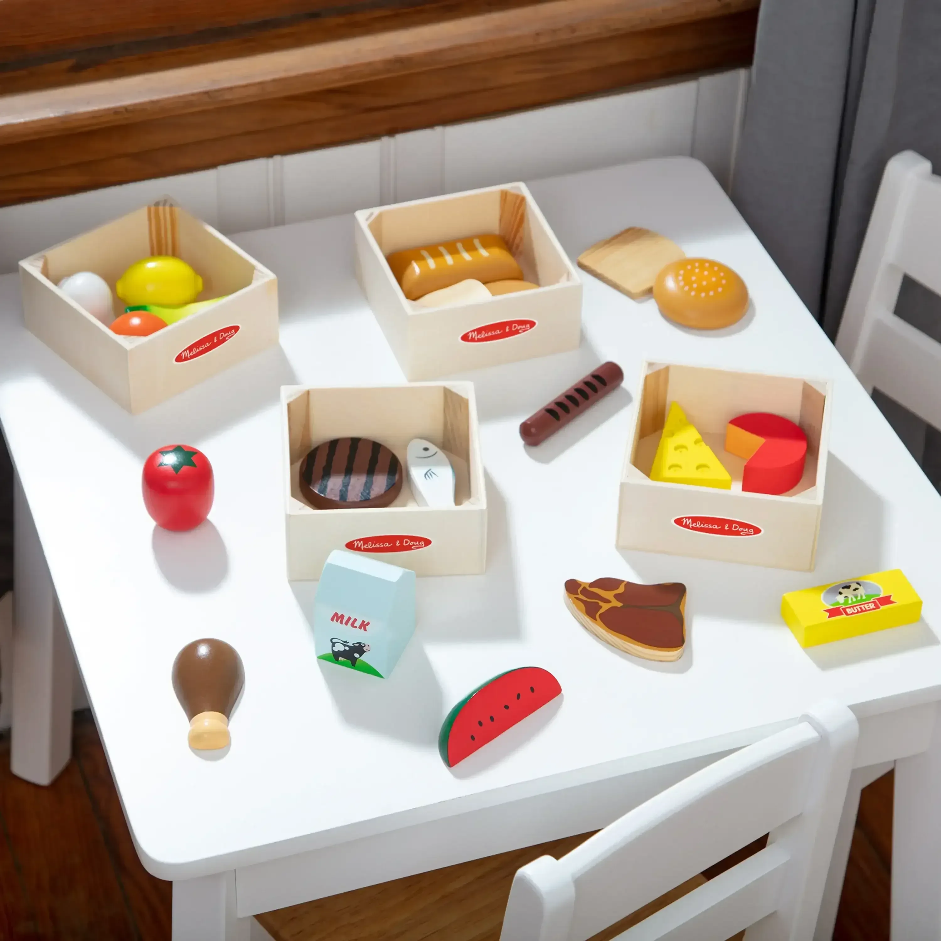 Melissa & Doug Food Groups - 21 Wooden Pieces and 4 Crates, Multi - Image 9