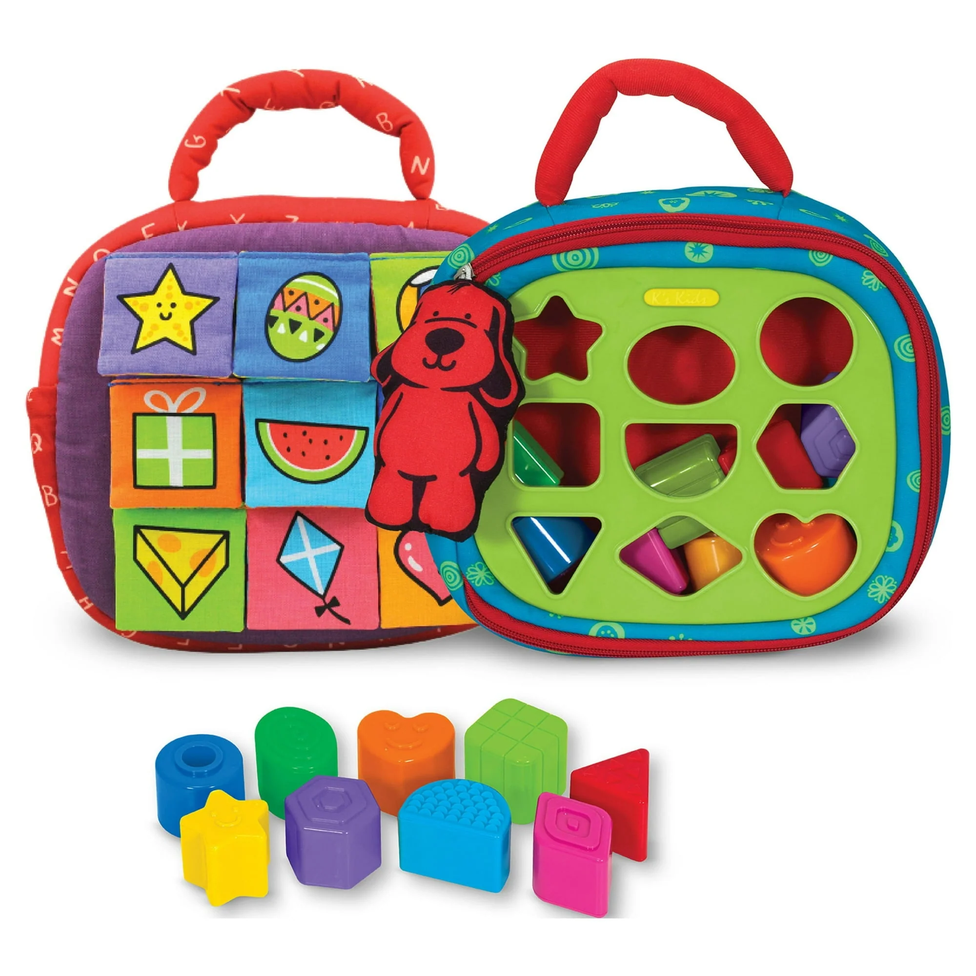 Melissa & Doug K's Kids Take-Along Shape Sorter Baby Toy With 2-Sided Activity Bag and 9 Textured Shape Blocks - Image 2