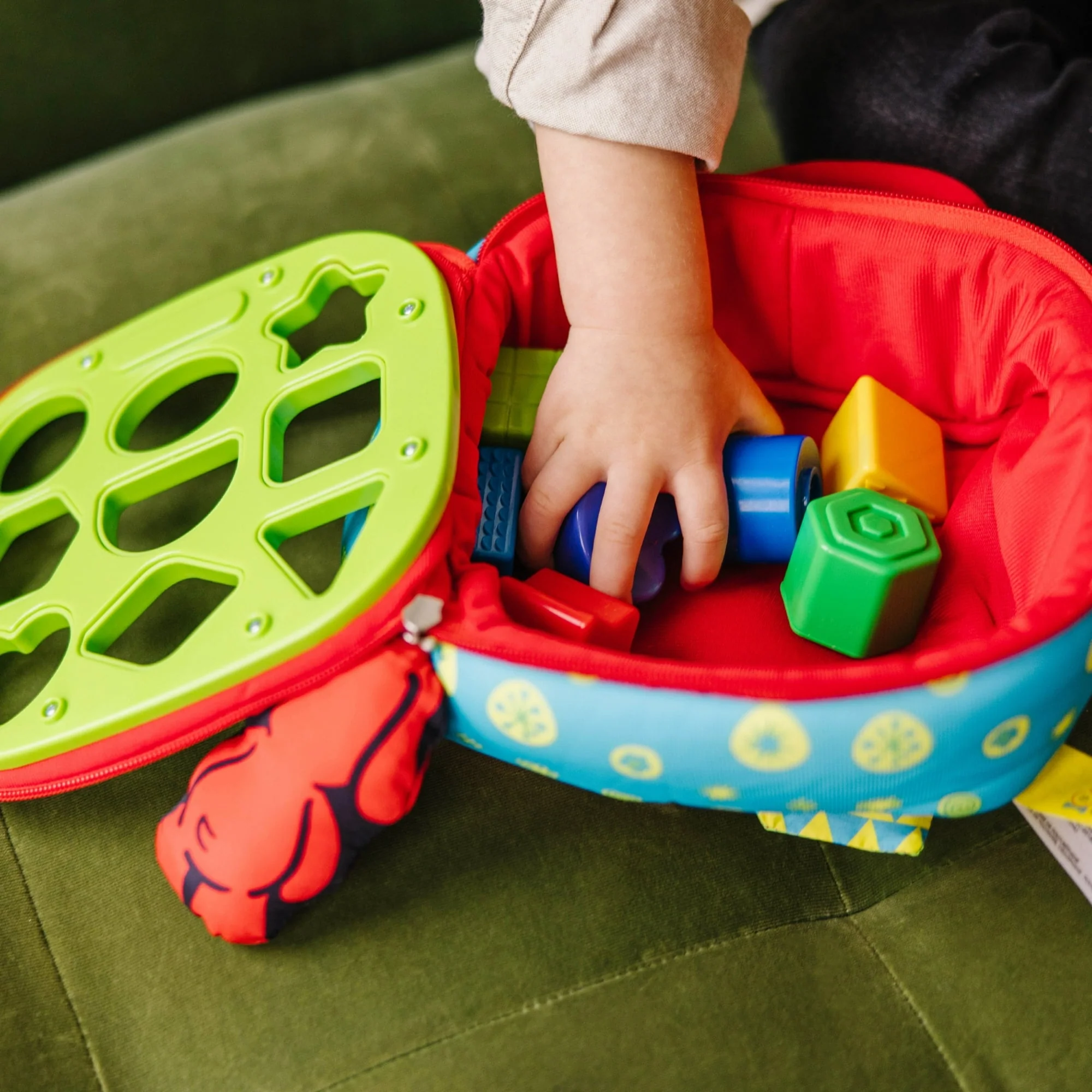 Melissa & Doug K's Kids Take-Along Shape Sorter Baby Toy With 2-Sided Activity Bag and 9 Textured Shape Blocks - Image 4