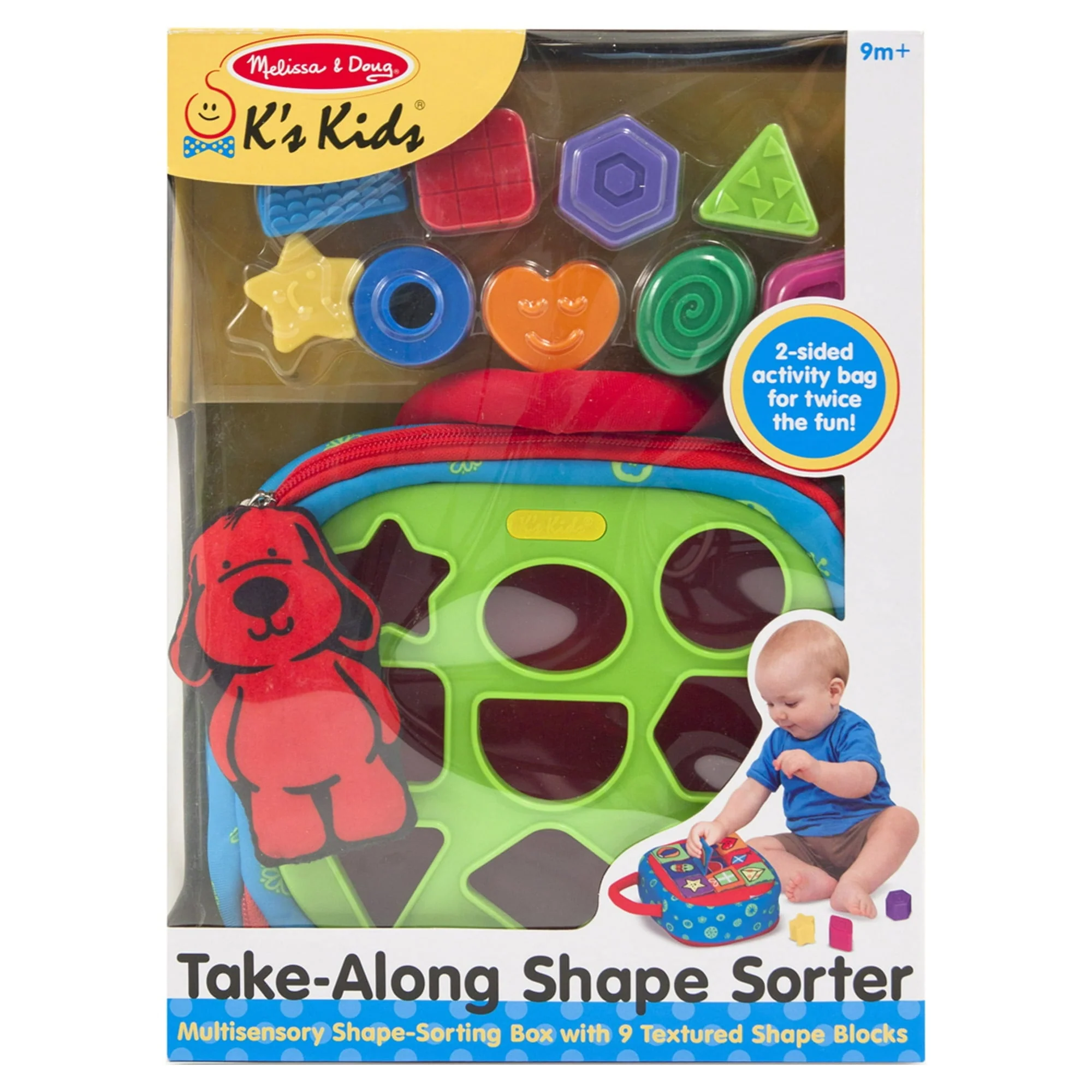 Melissa & Doug K's Kids Take-Along Shape Sorter Baby Toy With 2-Sided Activity Bag and 9 Textured Shape Blocks - Image 8