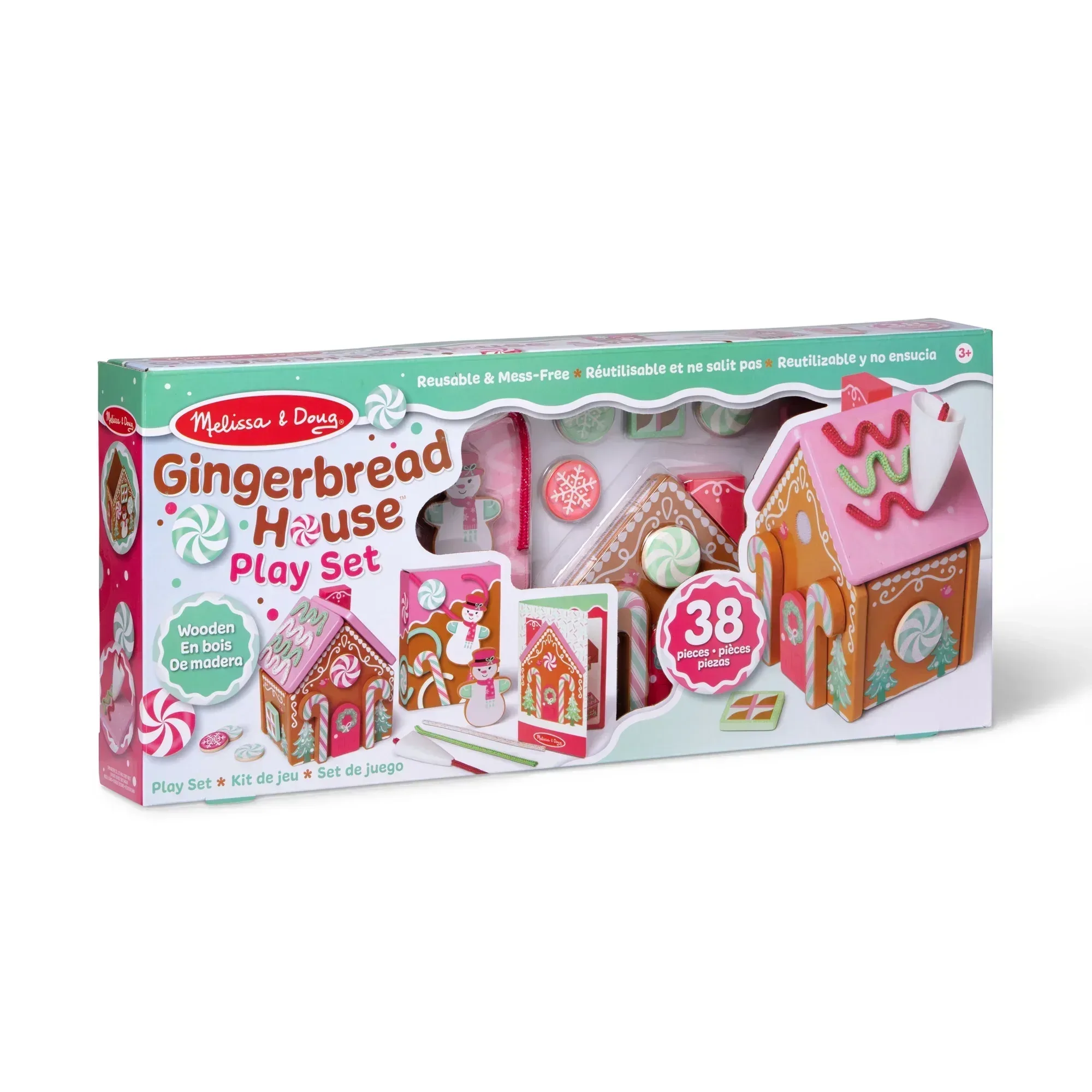 Melissa & Doug Pink Wooden Gingerbread House Reusable, Mess-Free Play Set Activity for Boys and Girls - Image 4