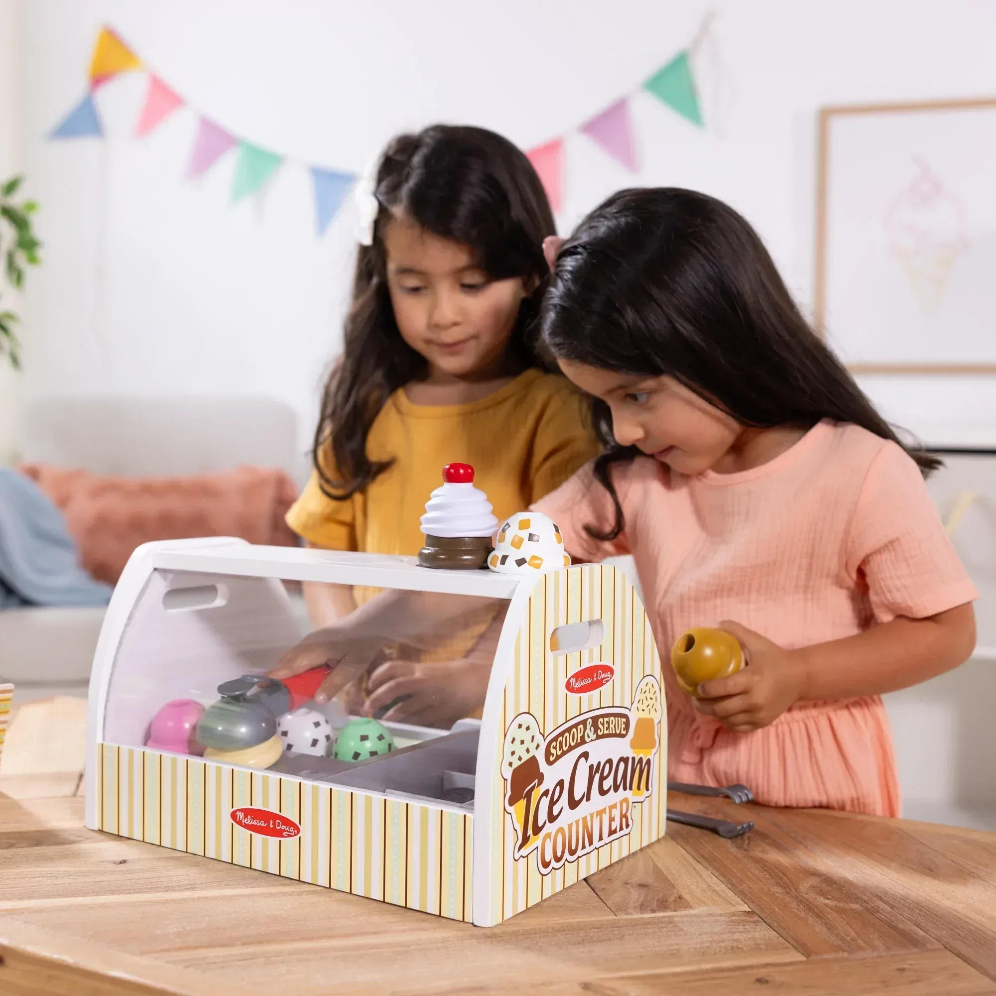 Melissa & Doug Wooden Scoop and Serve Ice Cream Counter With Play Food and Accessories (28 Pcs) - Image 5
