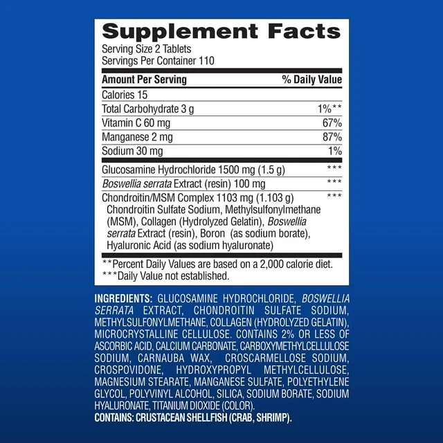 Member’s Mark Glucosamine HCl and Chondroitin/MSM Complex Tablets, 220 ct. - Image 2