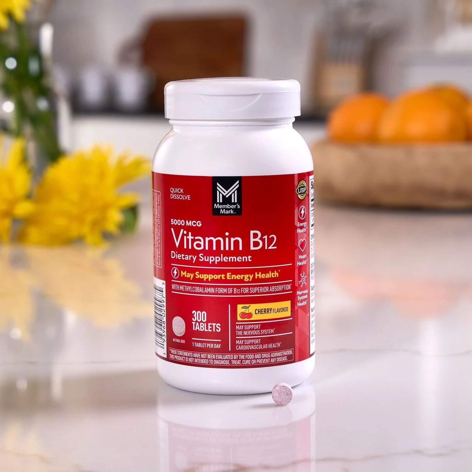 Member’s Mark Vitamin B12 Quick Dissolve Tablets, 5000 mcg, Cherry, 300 ct. - Image 7