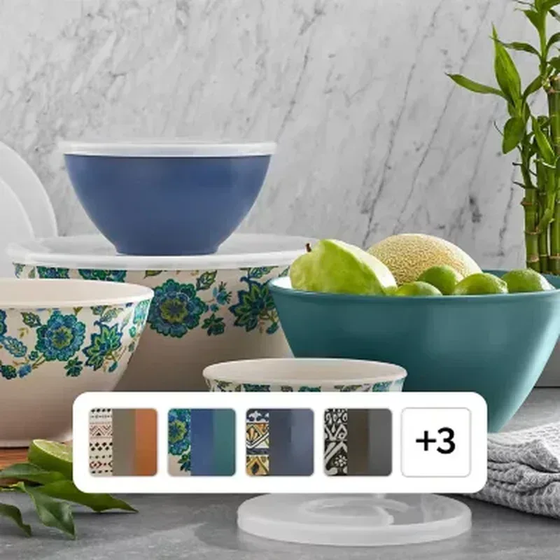 Member'S Mark 10-Piece Bamboo Melamine Mixing Bowls with Lids Set (Assorted Colors) - Image 3