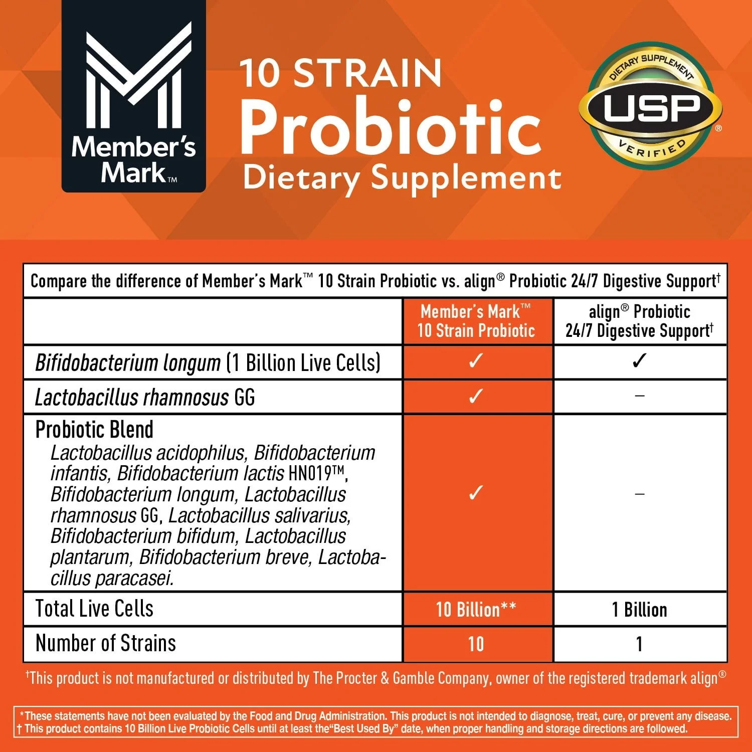 Member's Mark 10 Strain Probiotic Capsules, 84 ct. - Image 3