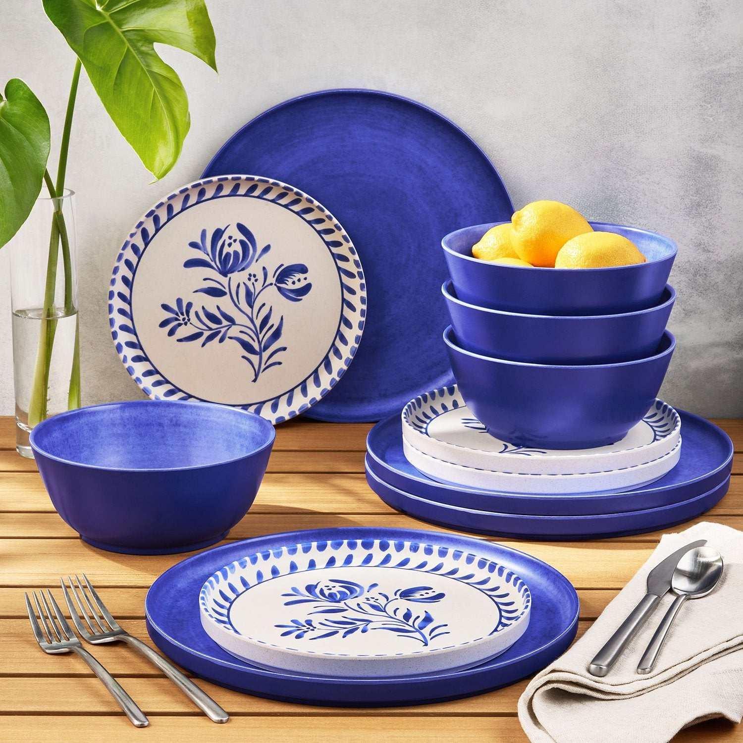 Member's Mark 12-Piece Bamboo Melamine Dinnerware Set - Image 2