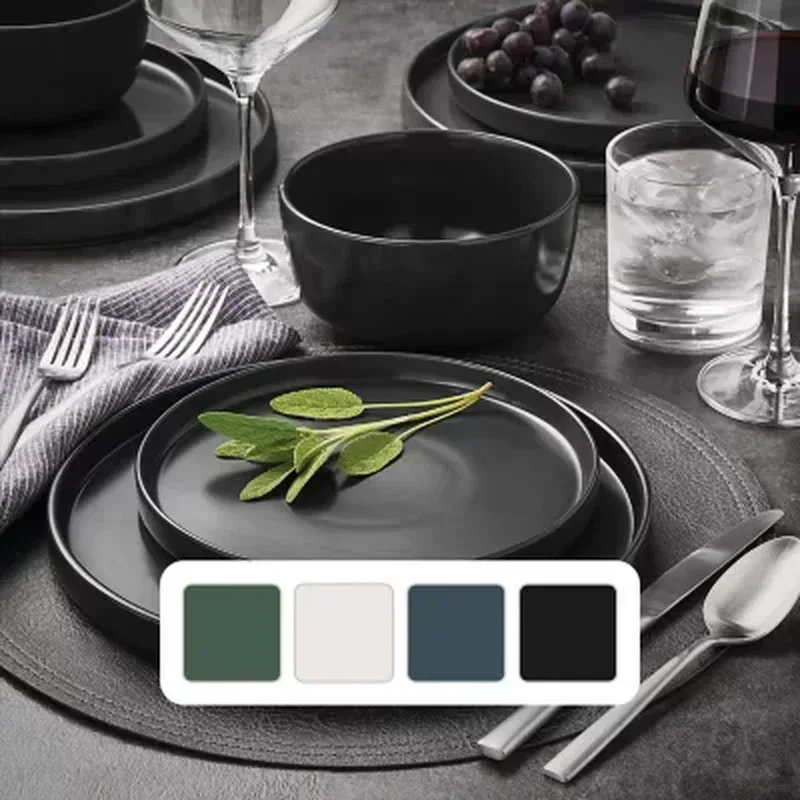 Member’s Mark 24-Piece Modern Stoneware Dinnerware Set, Assorted Colors - Image 6