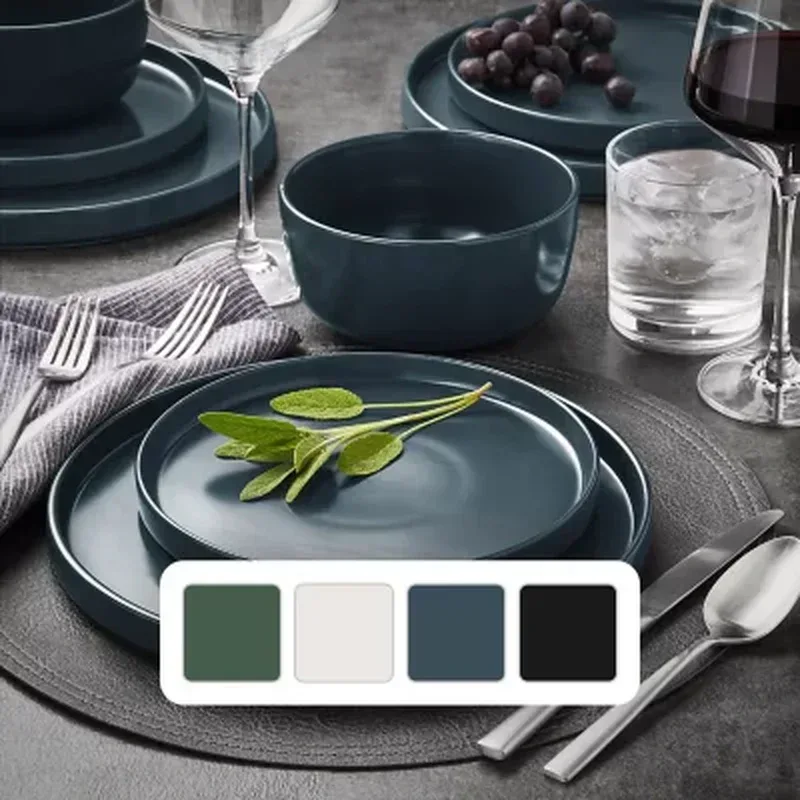 Member’s Mark 24-Piece Modern Stoneware Dinnerware Set, Assorted Colors - Image 7