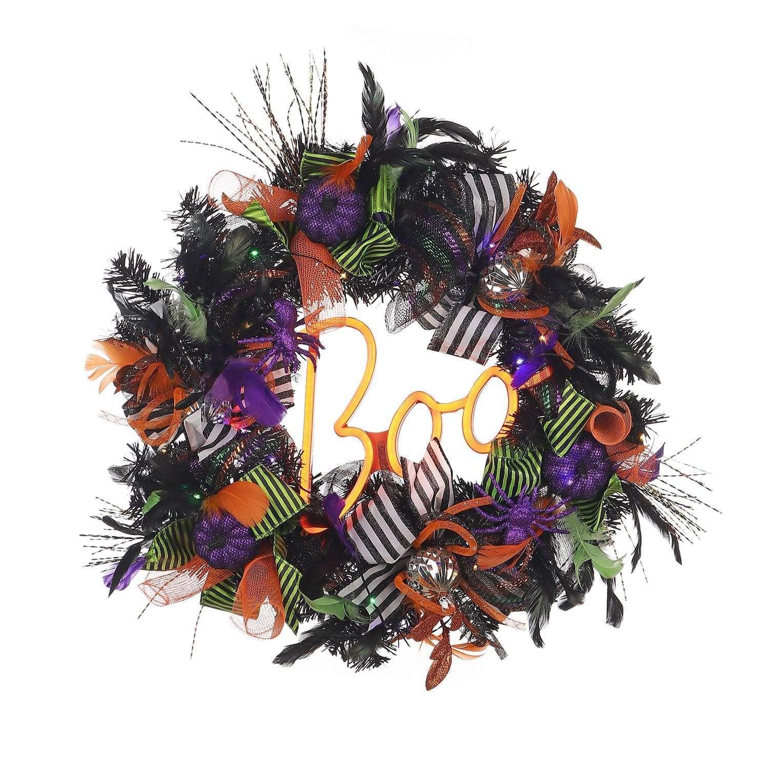 Member's Mark 26" Pre-Lit Neon BOO Wreath - Image 4