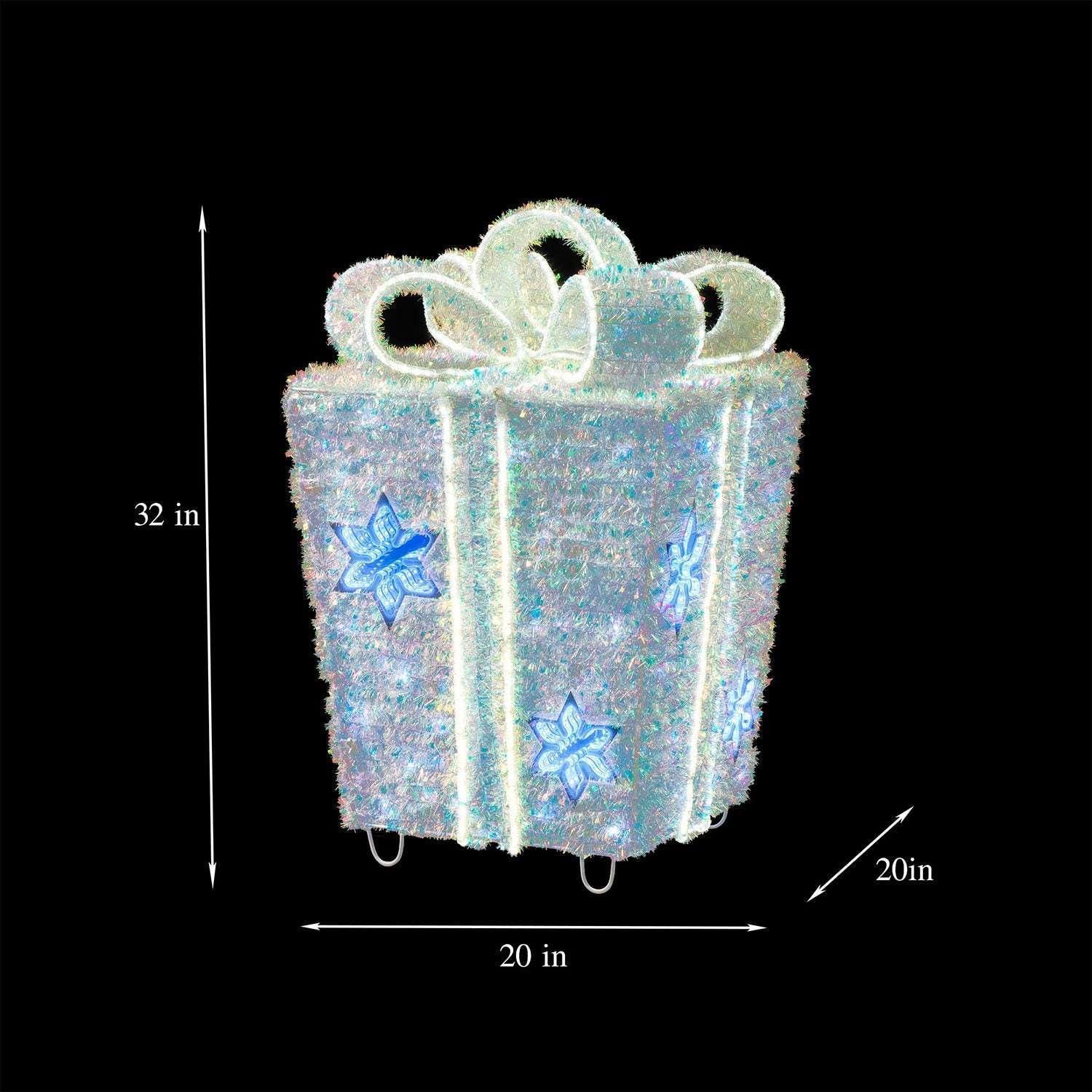 Member's Mark 32" Pre-Lit Iridescent Twinkle Tinsel Gift Box Decor - Image 6