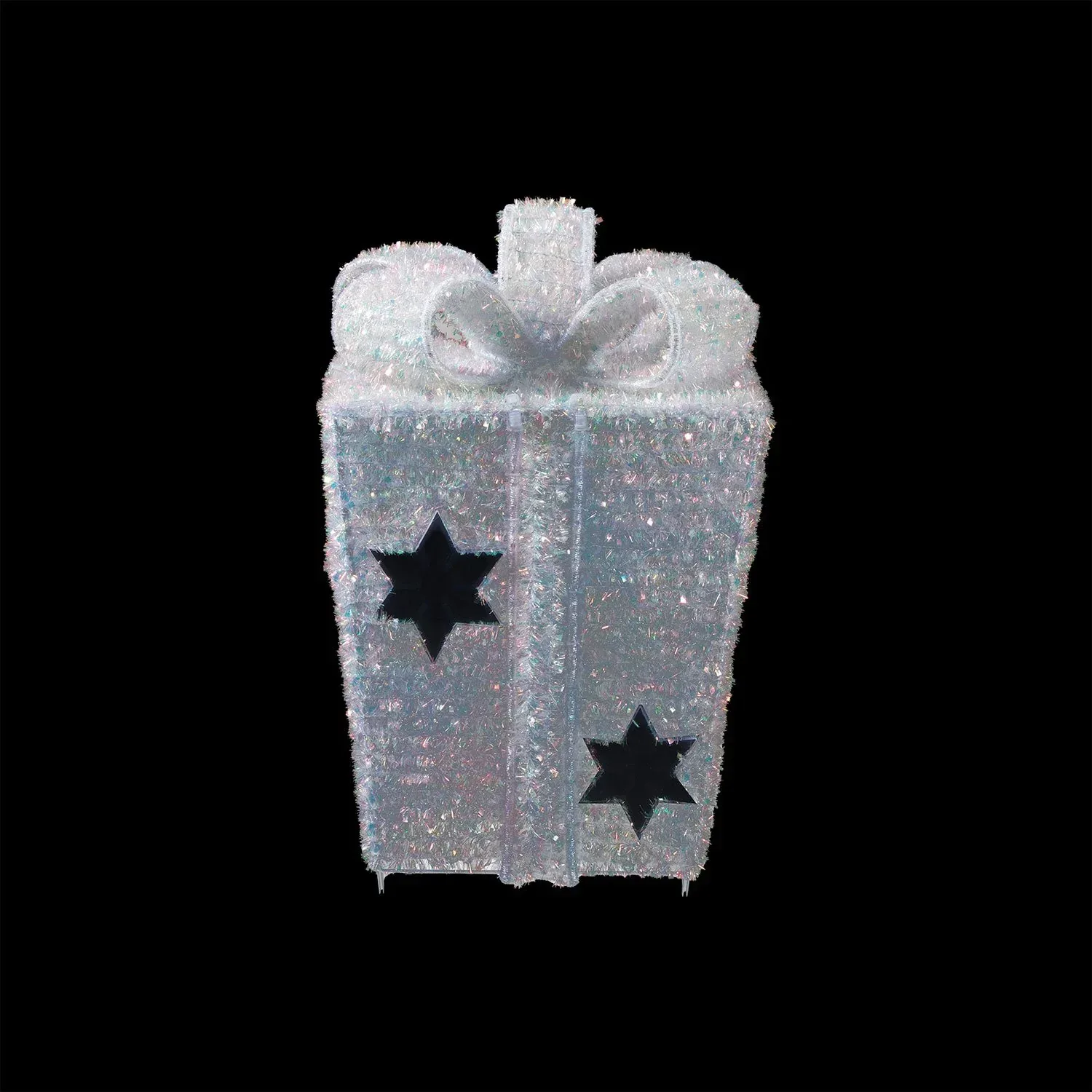 Member's Mark 32" Pre-Lit Iridescent Twinkle Tinsel Gift Box Decor - Image 7