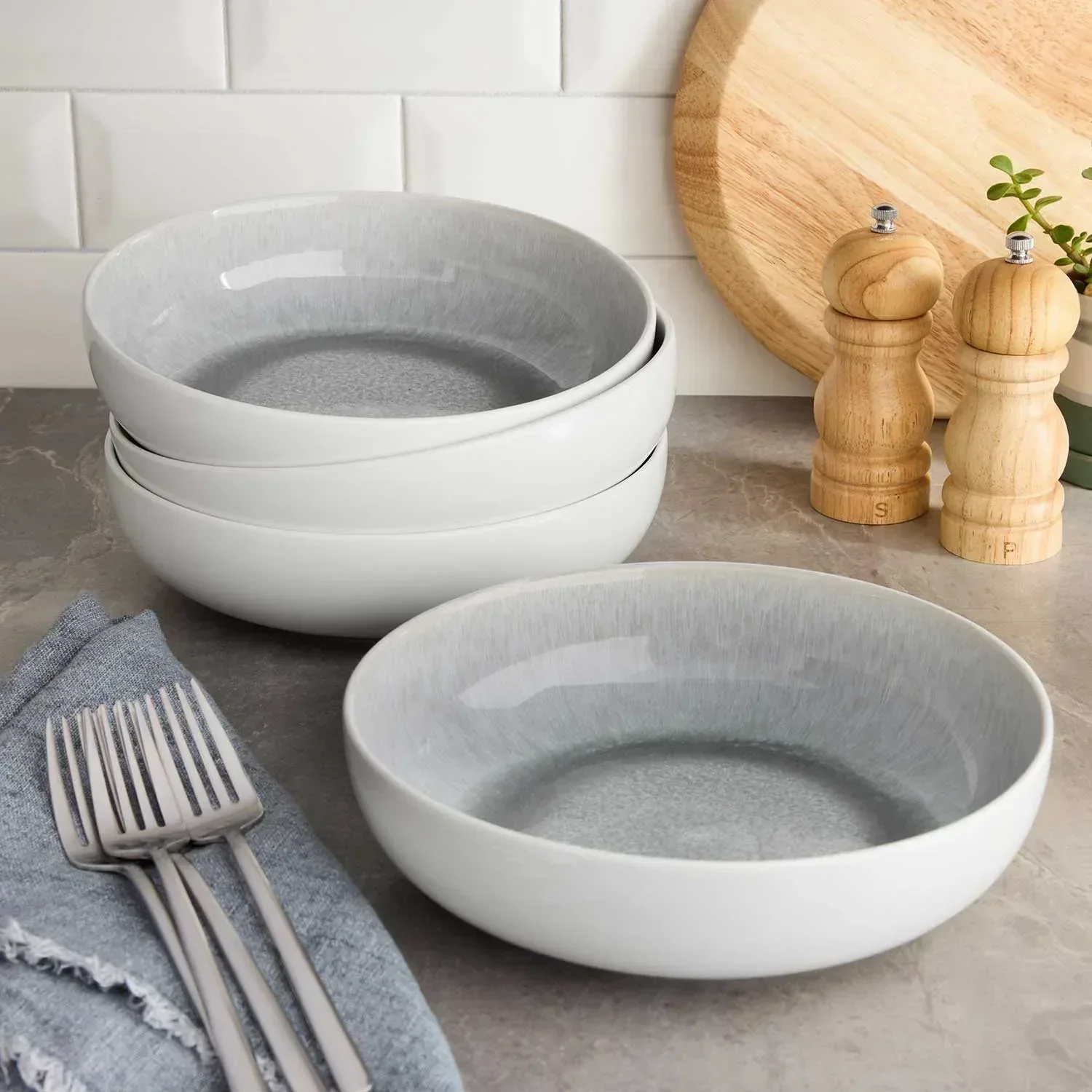 Member's Mark 4-Piece Stoneware Reactive Pasta Bowl Set - Image 3