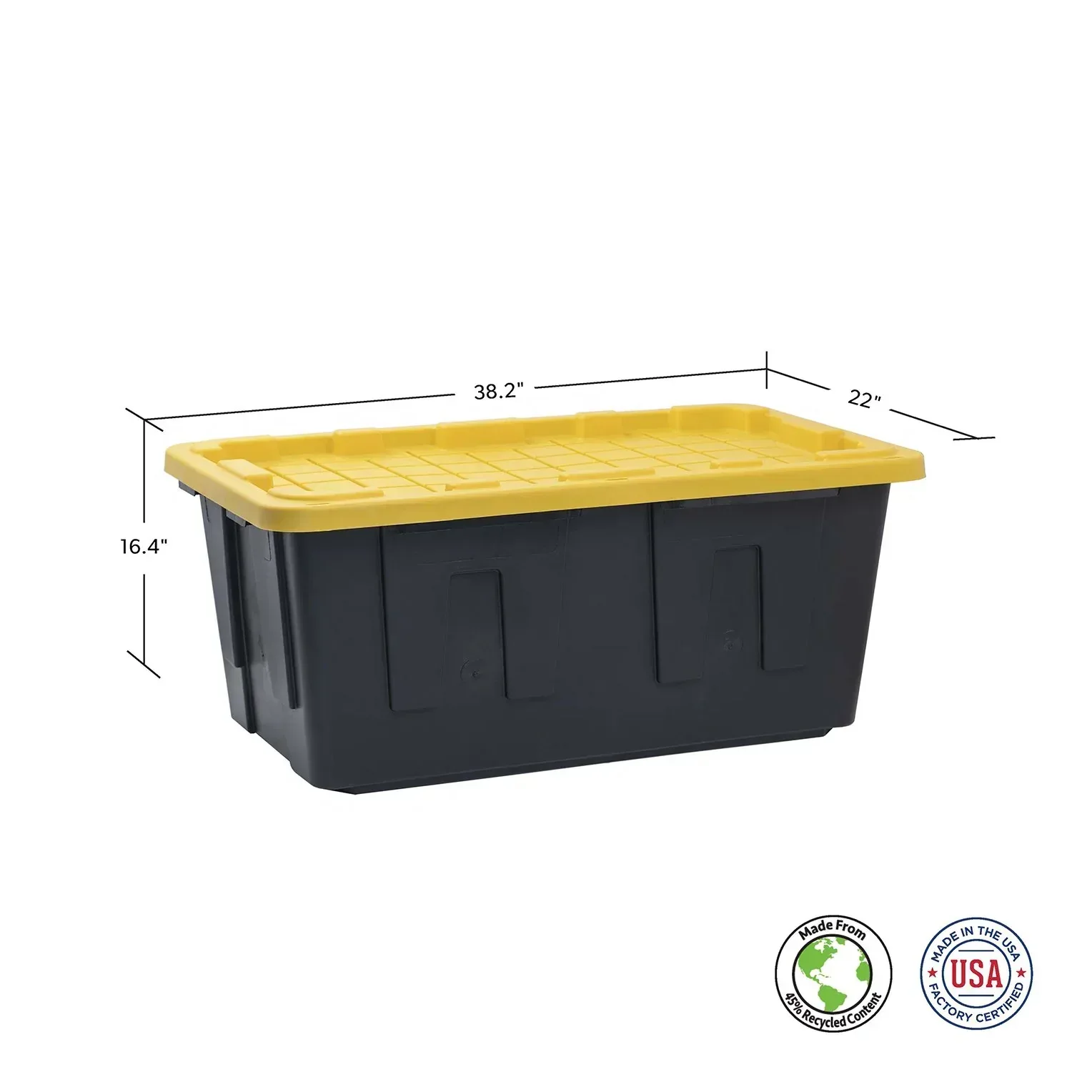 Member's Mark 40 Gallon Heavy-Duty Black and Yellow Storage Tote, 22.0" D x 38.2" W x 16.4" H, 1 pack or 2 pack - Image 2