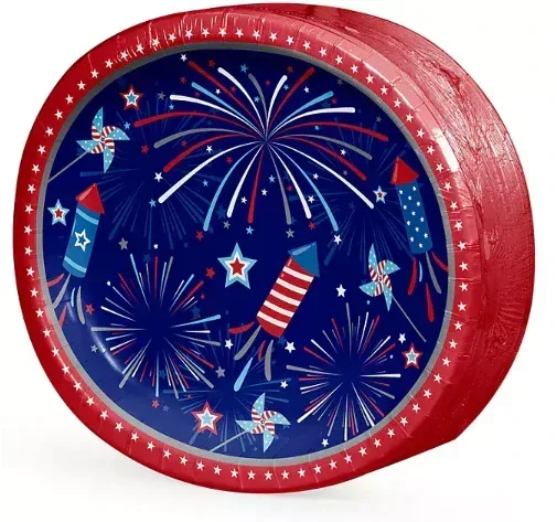 Member's Mark 4th of July Fireworks and Rockets Oval Plates, 10" x 12", 50 ct. - Image 2