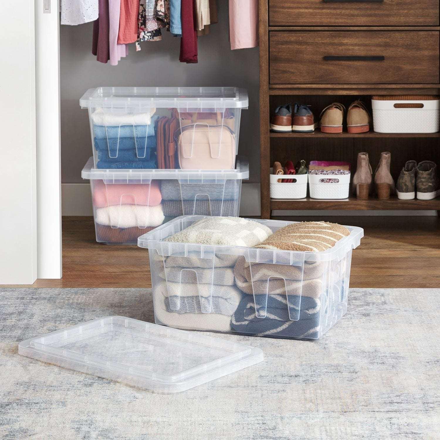 Member's Mark 60 Quart Clear Storage Tote, 17.2" D x 25.7" W x 12.0" H, 1 pack or 4 pack - Image 2