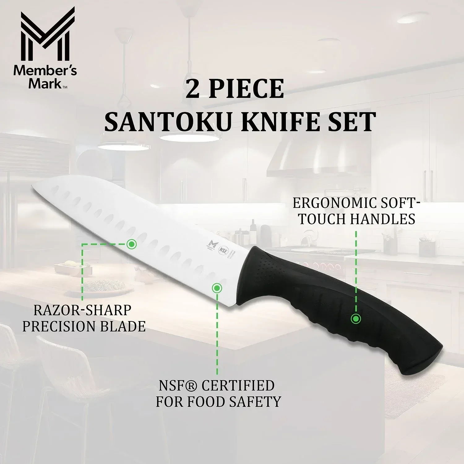 Member's Mark 7" Non-Slip Handle Santoku Slicing Knife, 2 pk. - Image 3