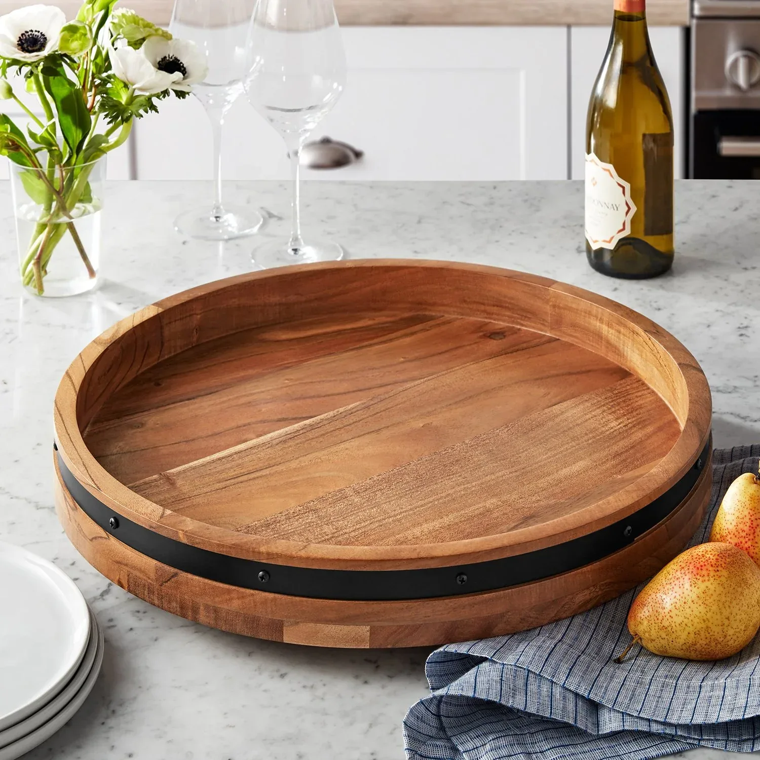 Member's Mark Acacia Wood Farmhouse Lazy Susan - Image 2