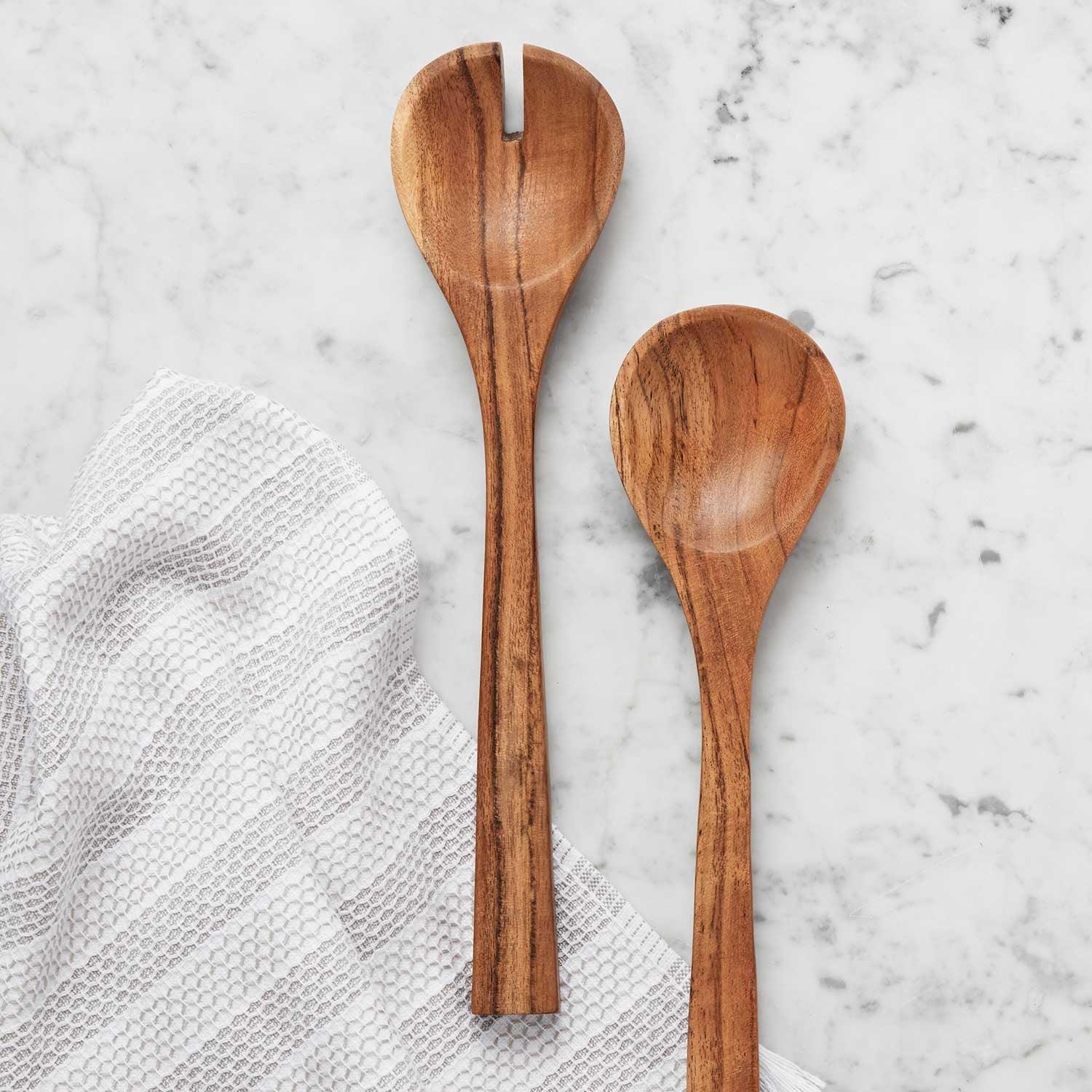 Member's Mark Acacia Wood Salad Bowl with Servers - Image 4