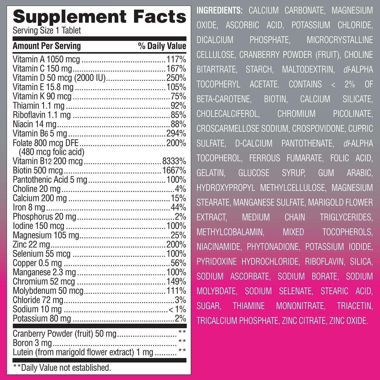 Member's Mark Advanced Women's 50+ Multivitamin Tablets, 275 ct. - Image 2