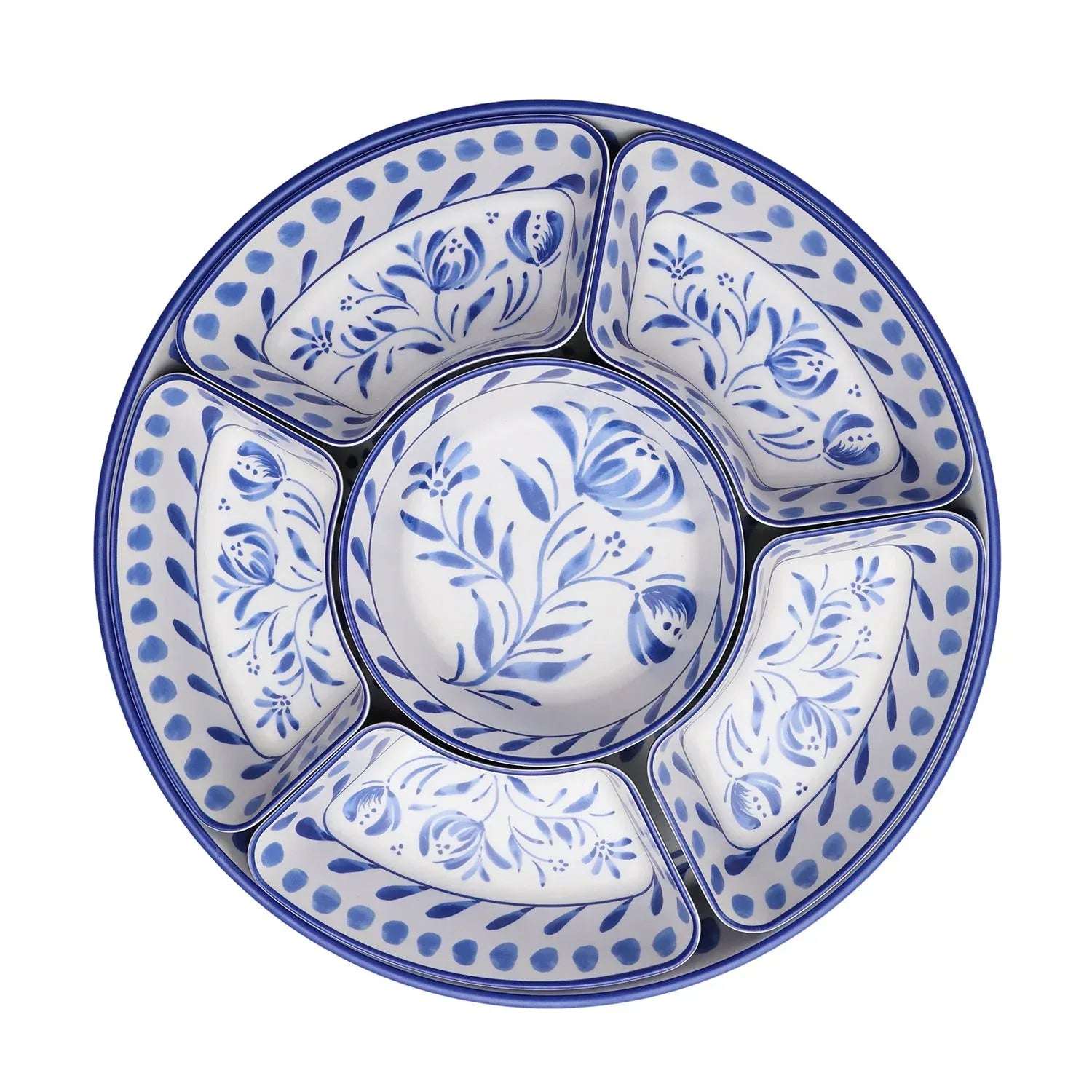 Member's Mark Bamboo Melamine 6-Section Serving Platter with Lazy Susan Base and Storage Lid - Image 11