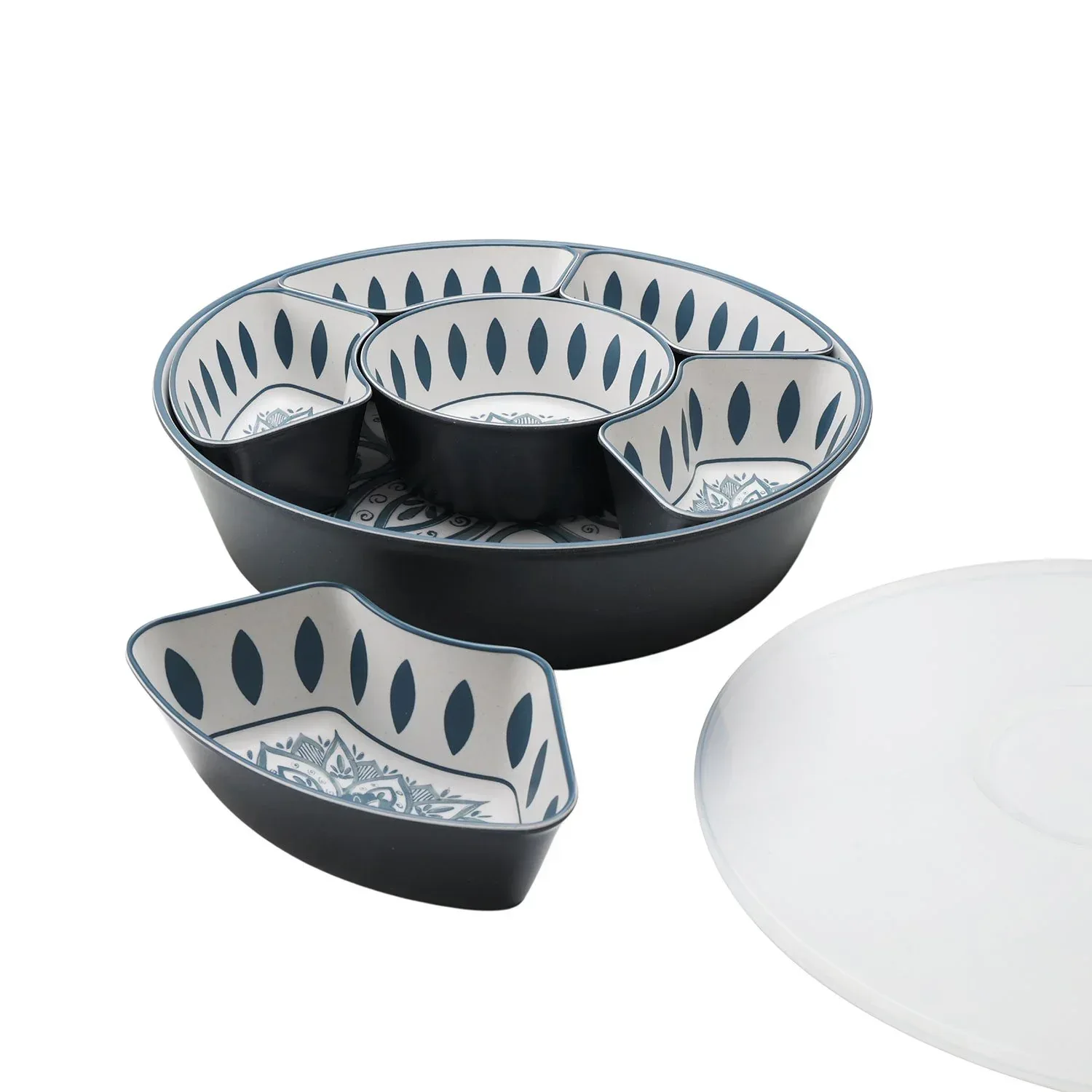 Member's Mark Bamboo Melamine 6-Section Serving Platter with Lazy Susan Base and Storage Lid - Image 15