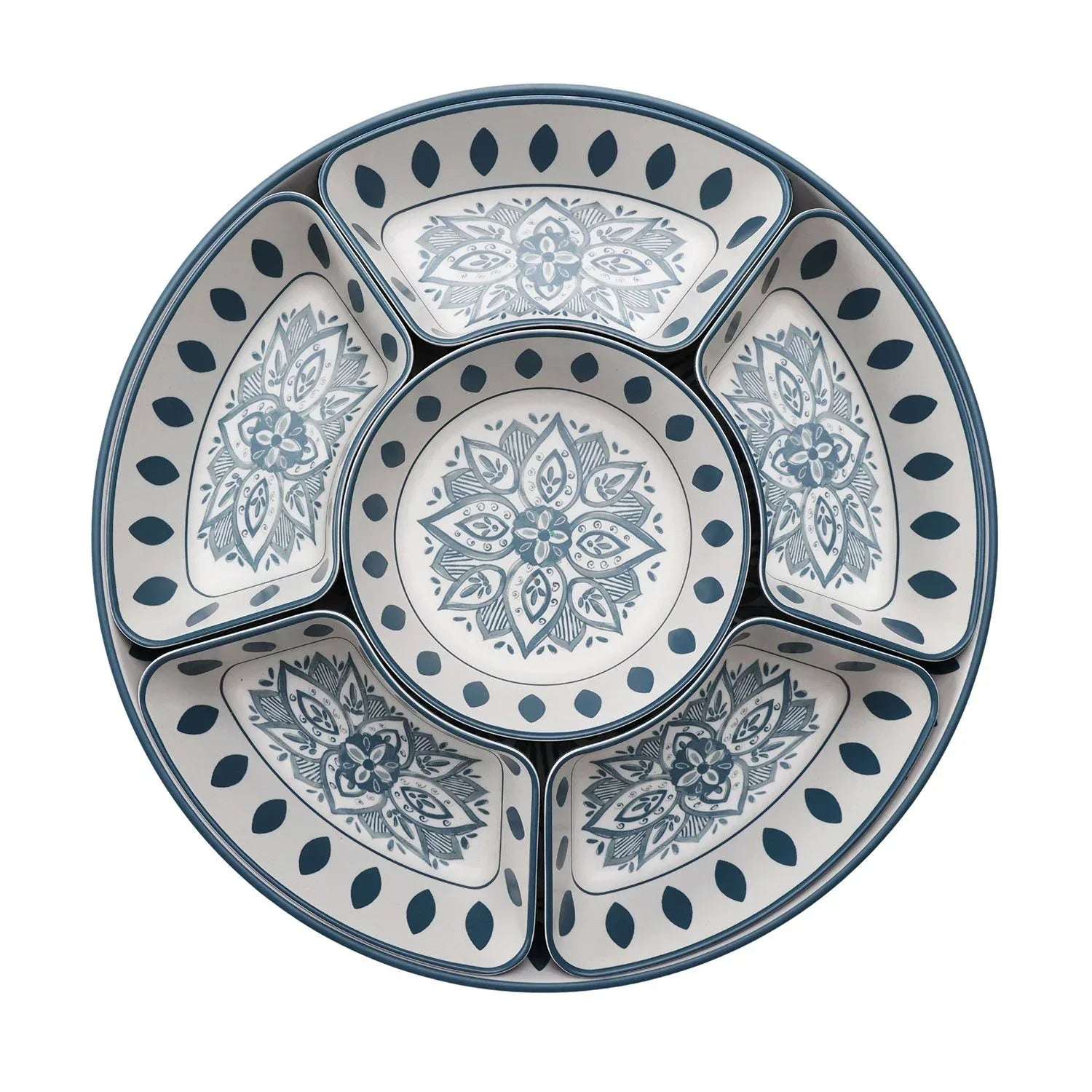 Member's Mark Bamboo Melamine 6-Section Serving Platter with Lazy Susan Base and Storage Lid - Image 17