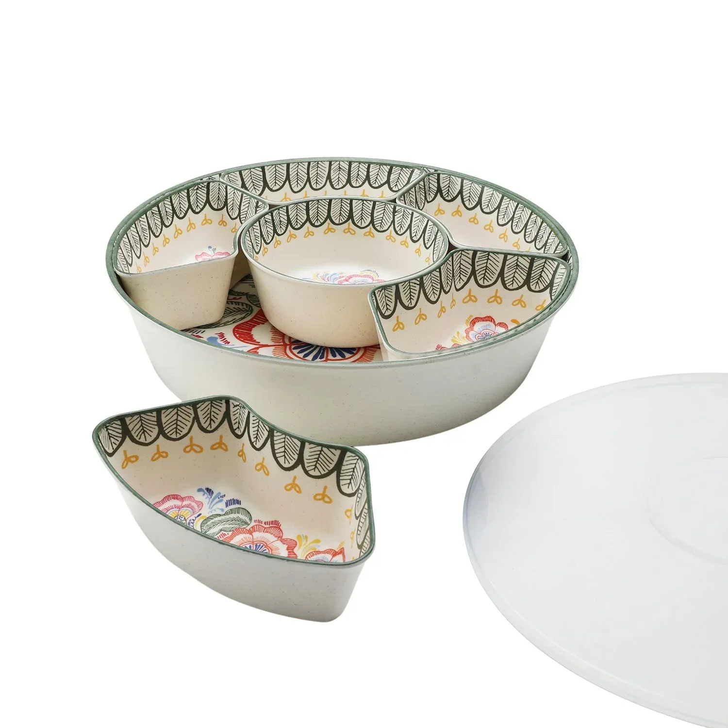 Member's Mark Bamboo Melamine 6-Section Serving Platter with Lazy Susan Base and Storage Lid - Image 21