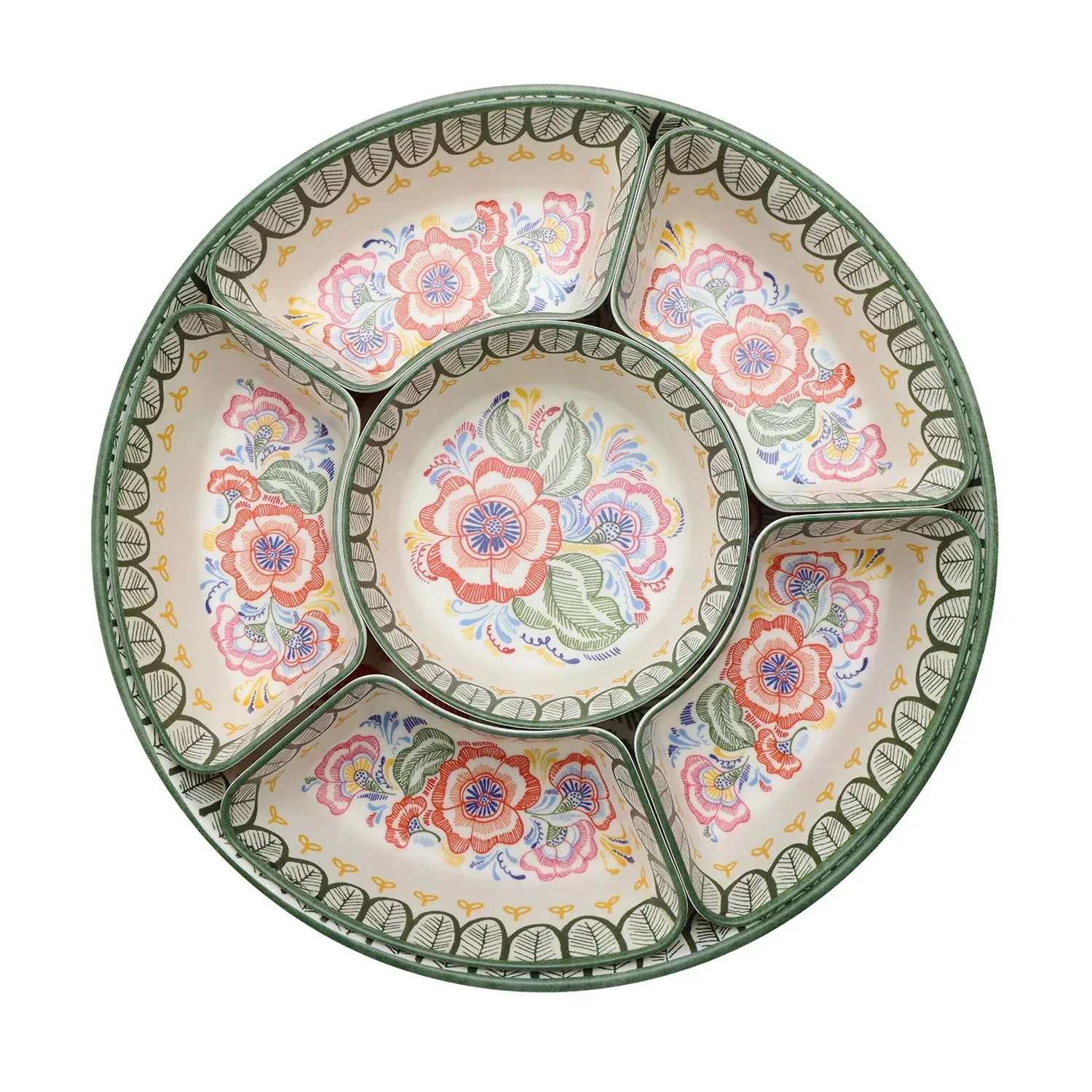 Member's Mark Bamboo Melamine 6-Section Serving Platter with Lazy Susan Base and Storage Lid - Image 23
