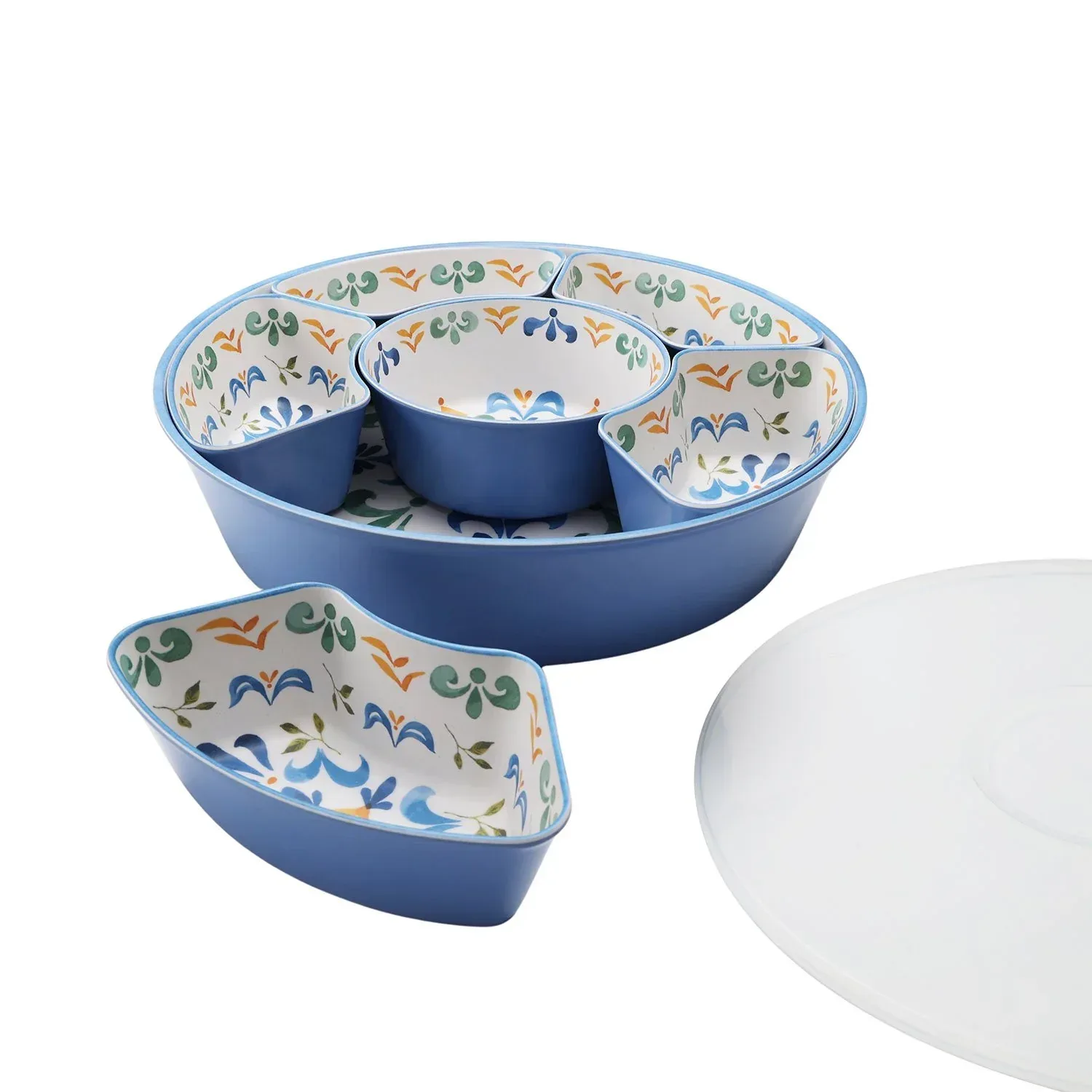 Member's Mark Bamboo Melamine 6-Section Serving Platter with Lazy Susan Base and Storage Lid - Image 3